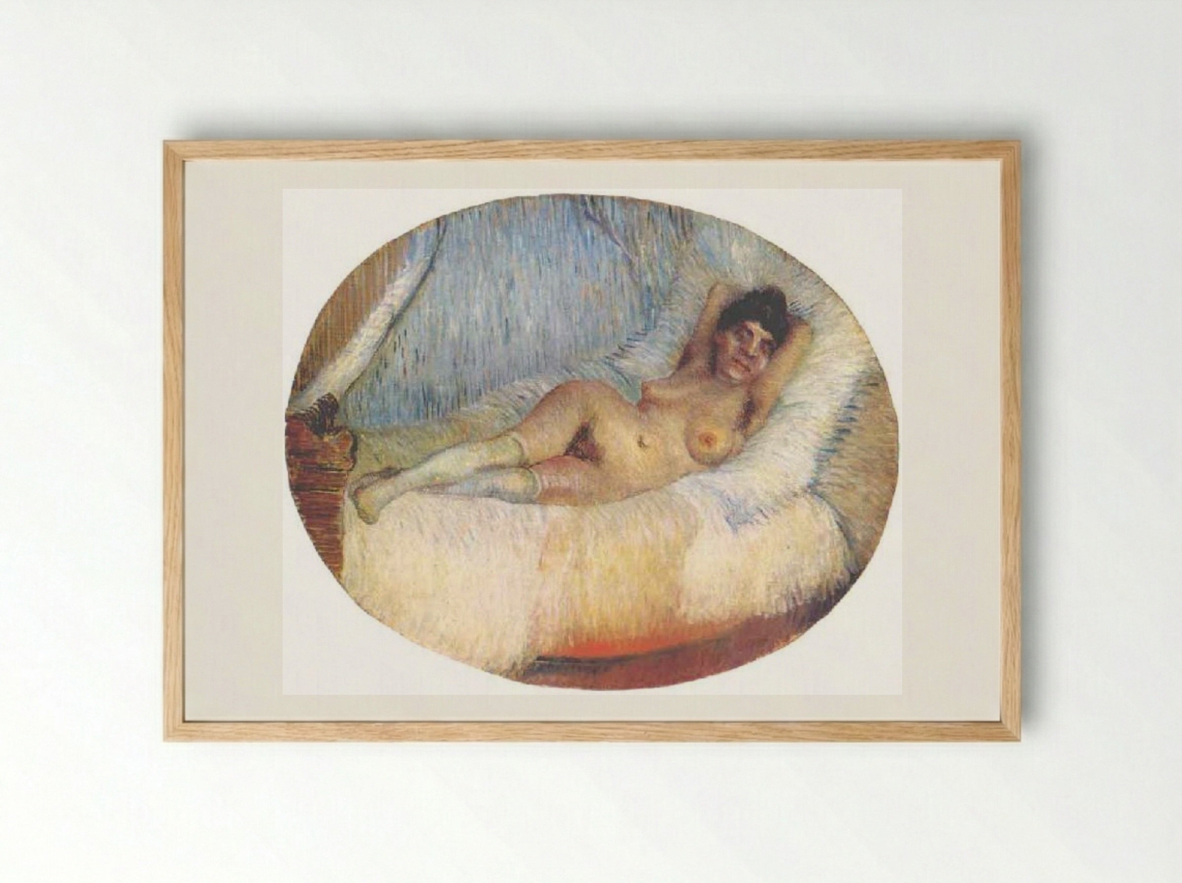Nude Woman on a Bed - Vincent van Gogh - Framed Print Wood