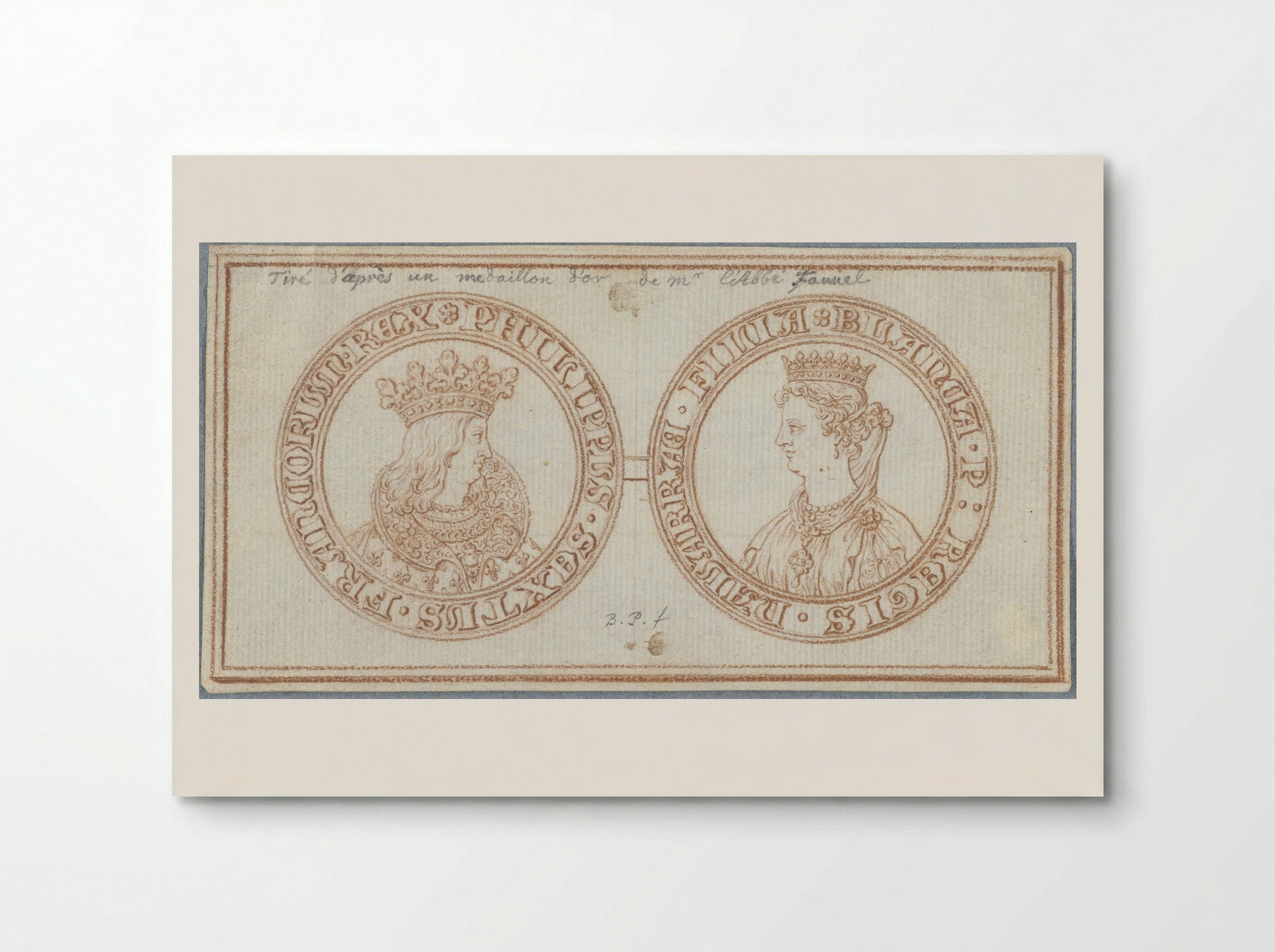 Obverse and Reverse of a Medal with Portraits of Philip VI and Blanche of Navarre - Bernard Picart - Poster