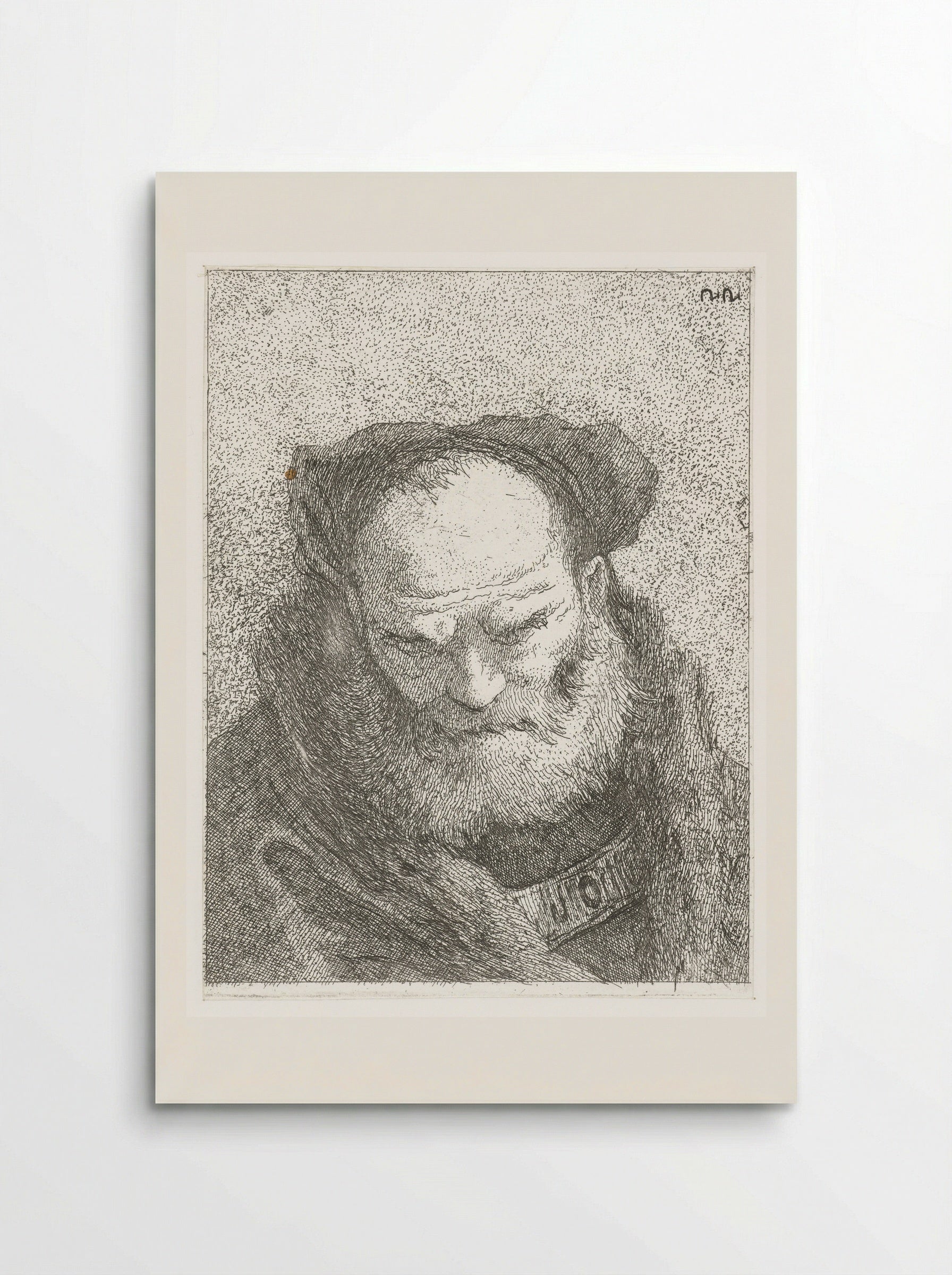 Old Man with Beard and Bent Head - Giovanni Domenico Tiepolo - Poster