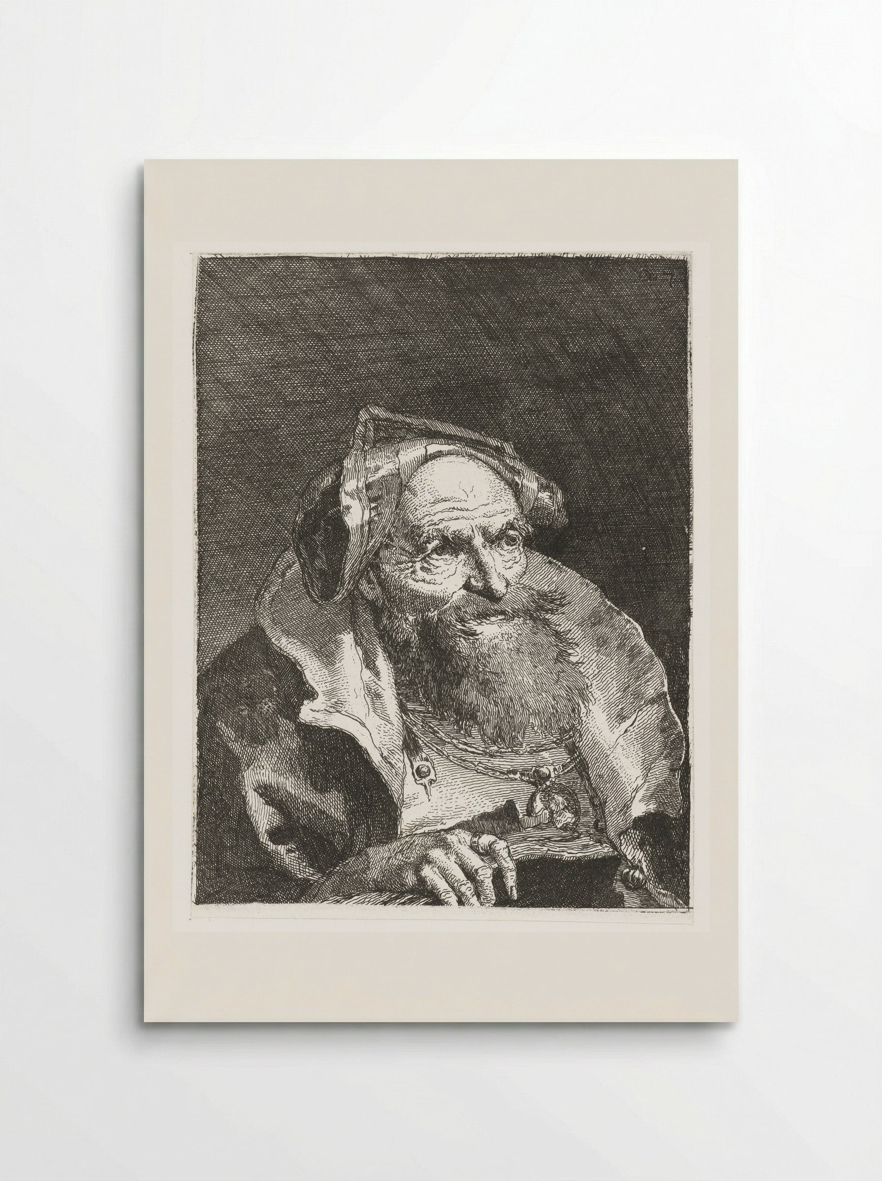 Old Man with Chain and Book - Giovanni Domenico Tiepolo - Poster