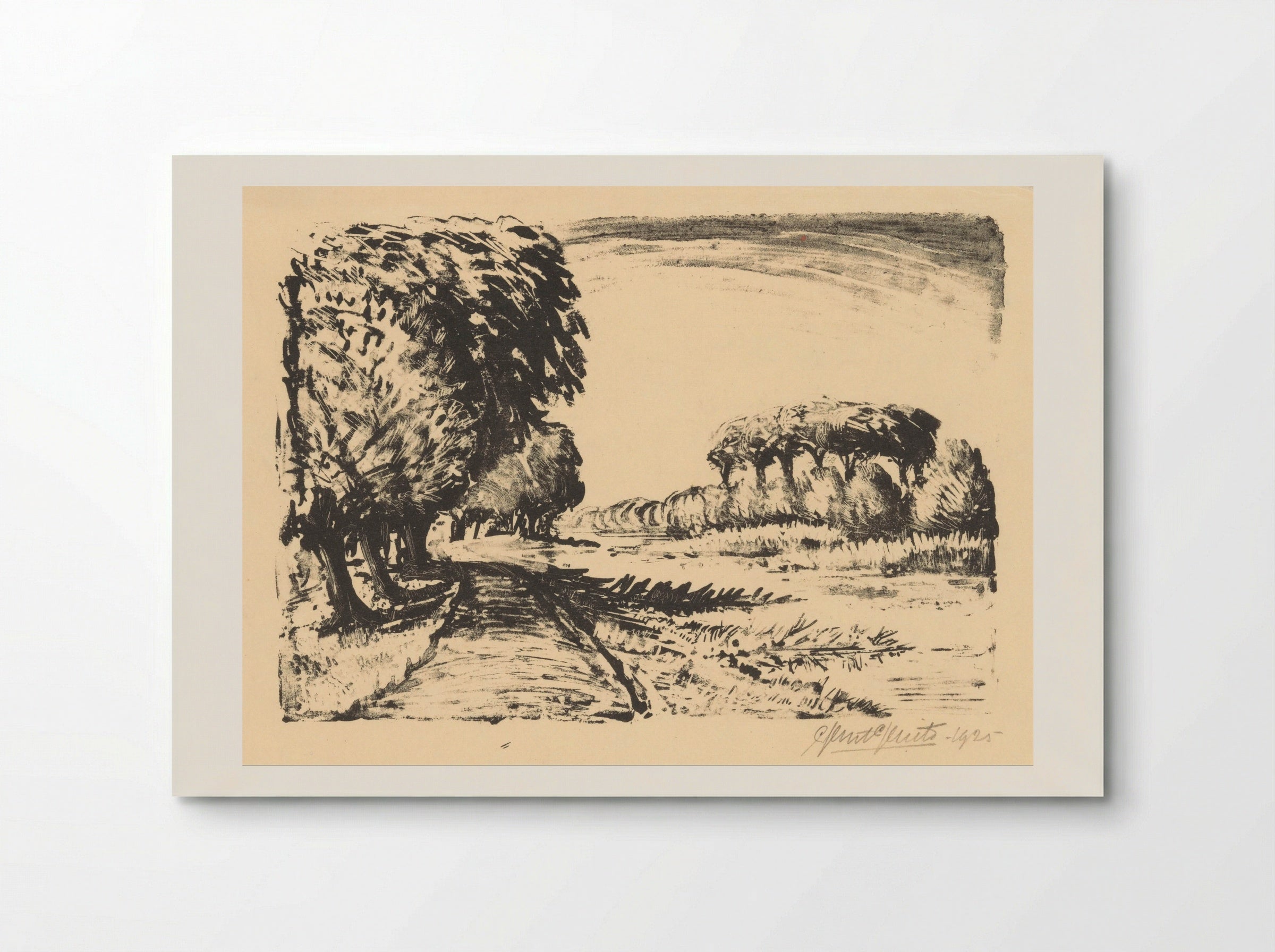 Onverharde weg met bomen langs water - Ger Gerrits - Poster
