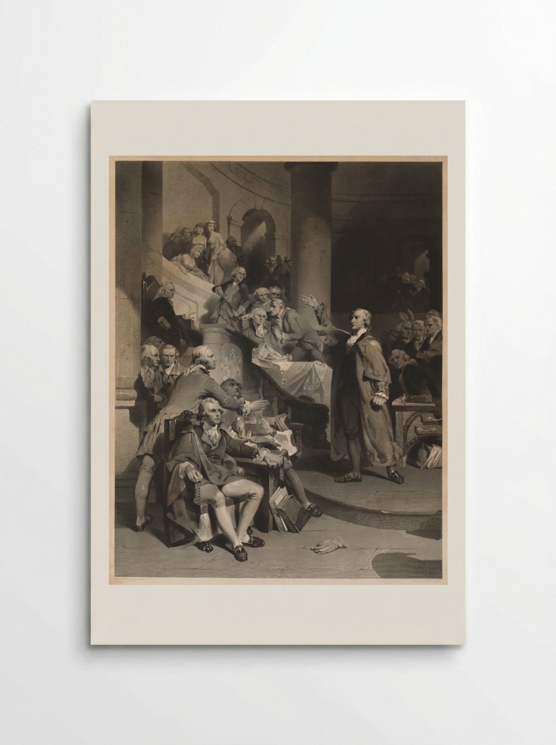 Patrick Henry Delivering His Celebrated Speech in the House of Burgesses, Virginia - Alfred Jones - Poster