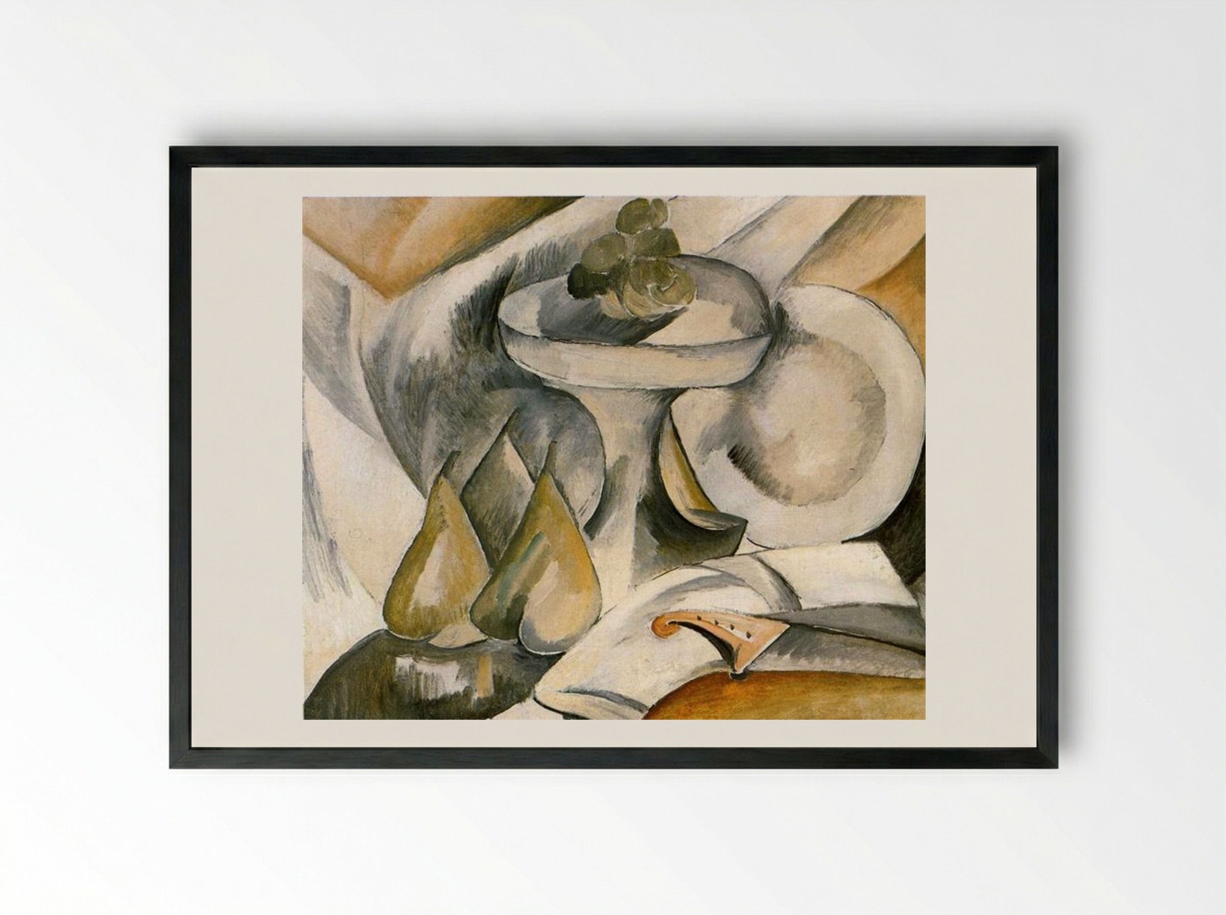 Plate and Fruit Dish - Georges Braque - Framed Print Black