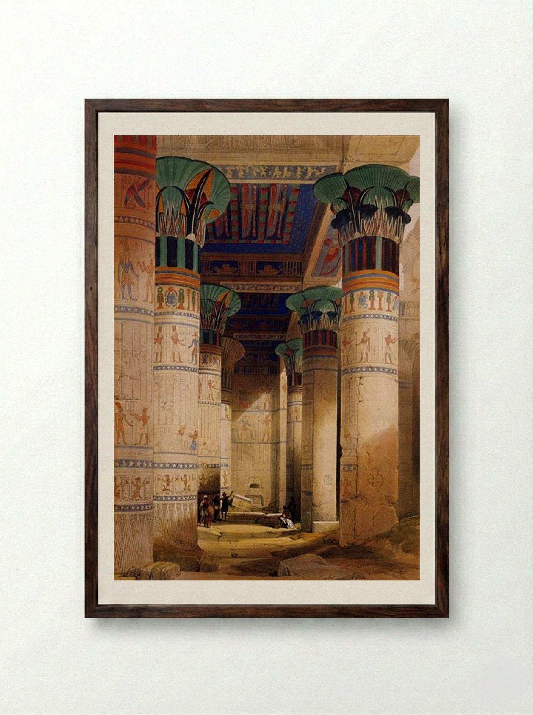 Portico of the Temple of Isis at Philae - David Roberts - Framed Print Dark Wood