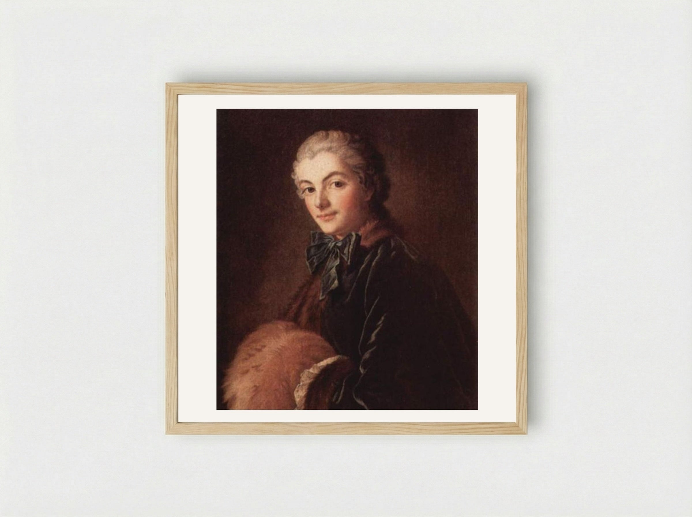Portrait of a Lady with a Muff - François Boucher - Framed Print Wood