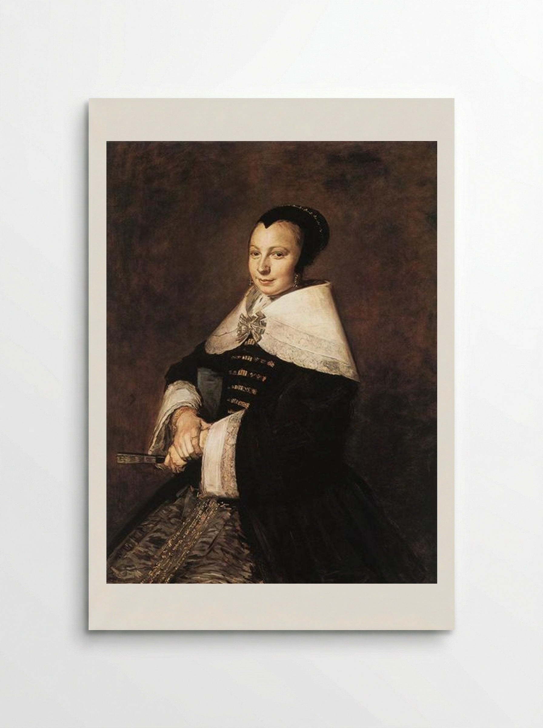 Portrait of a Seated Woman Holding a Fan - Frans Hals - Poster