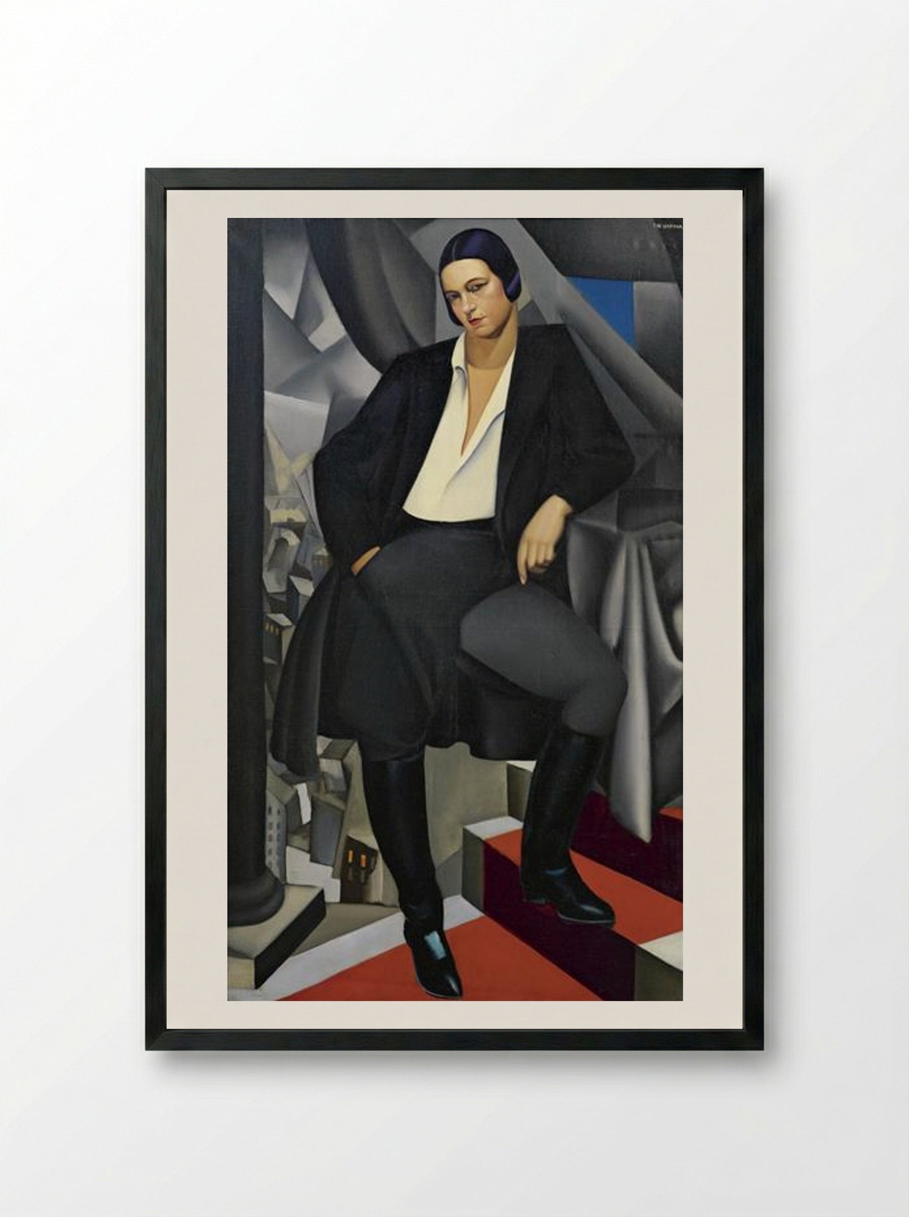Portrait of the Duchess of La Salle - Tamara de Lempicka - Framed Print Black