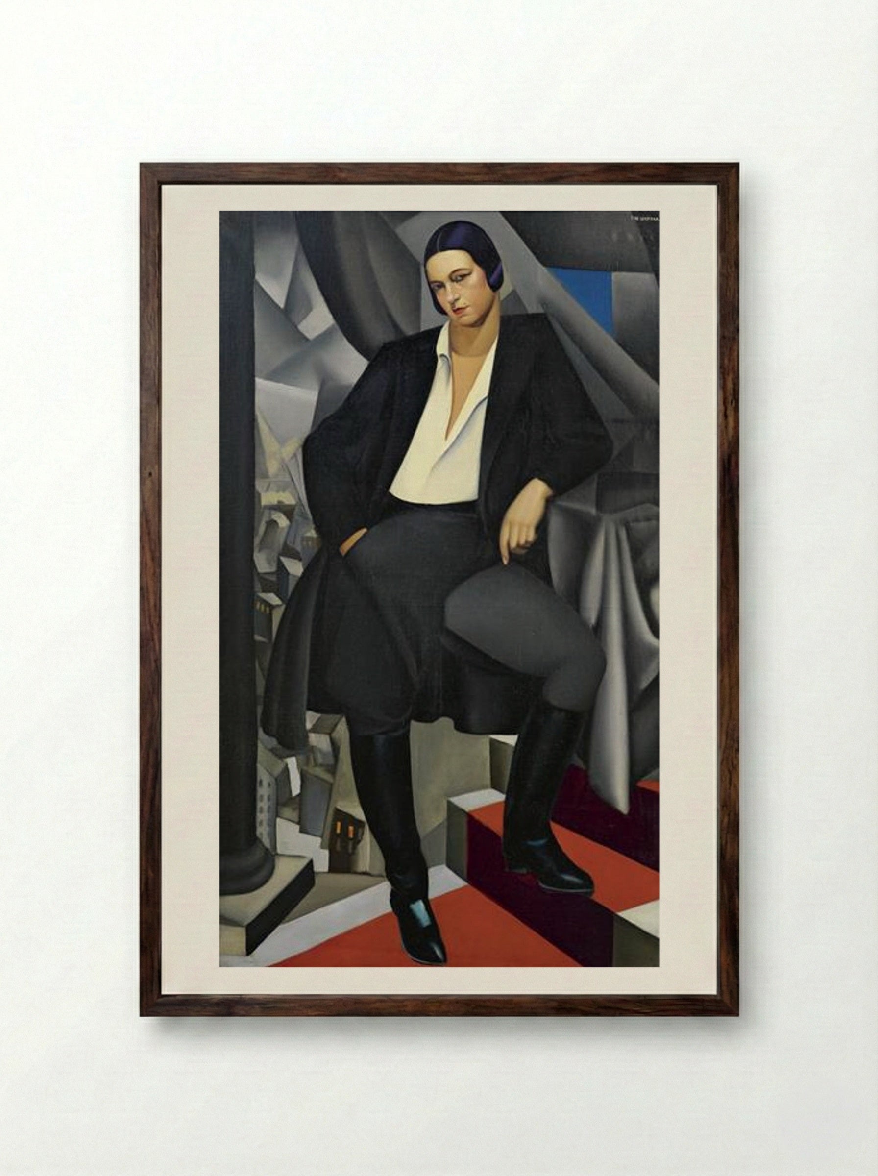 Portrait of the Duchess of La Salle - Tamara de Lempicka - Framed Print Dark Wood
