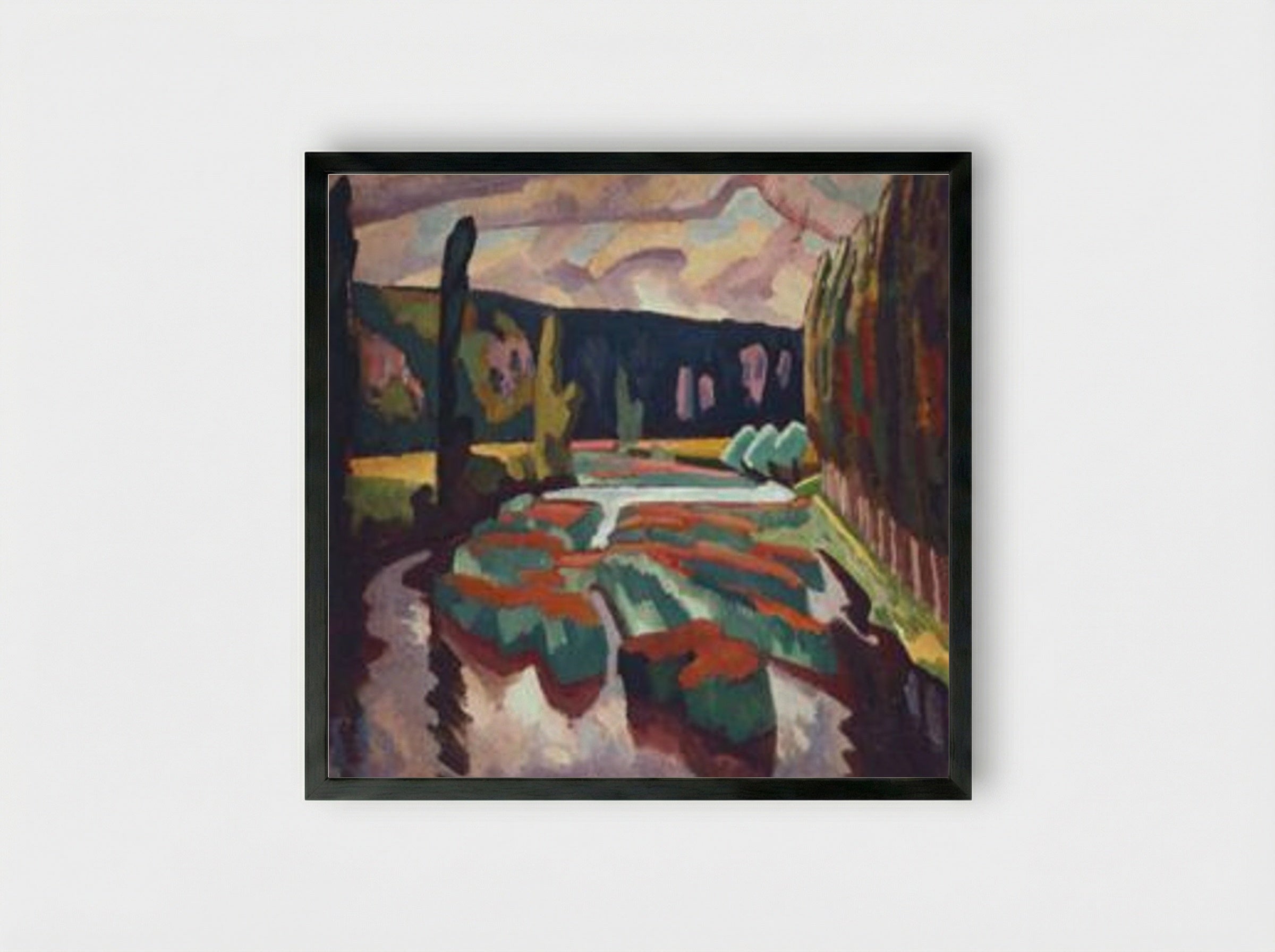 River with Poplars - Roger Fry - Framed Print Black