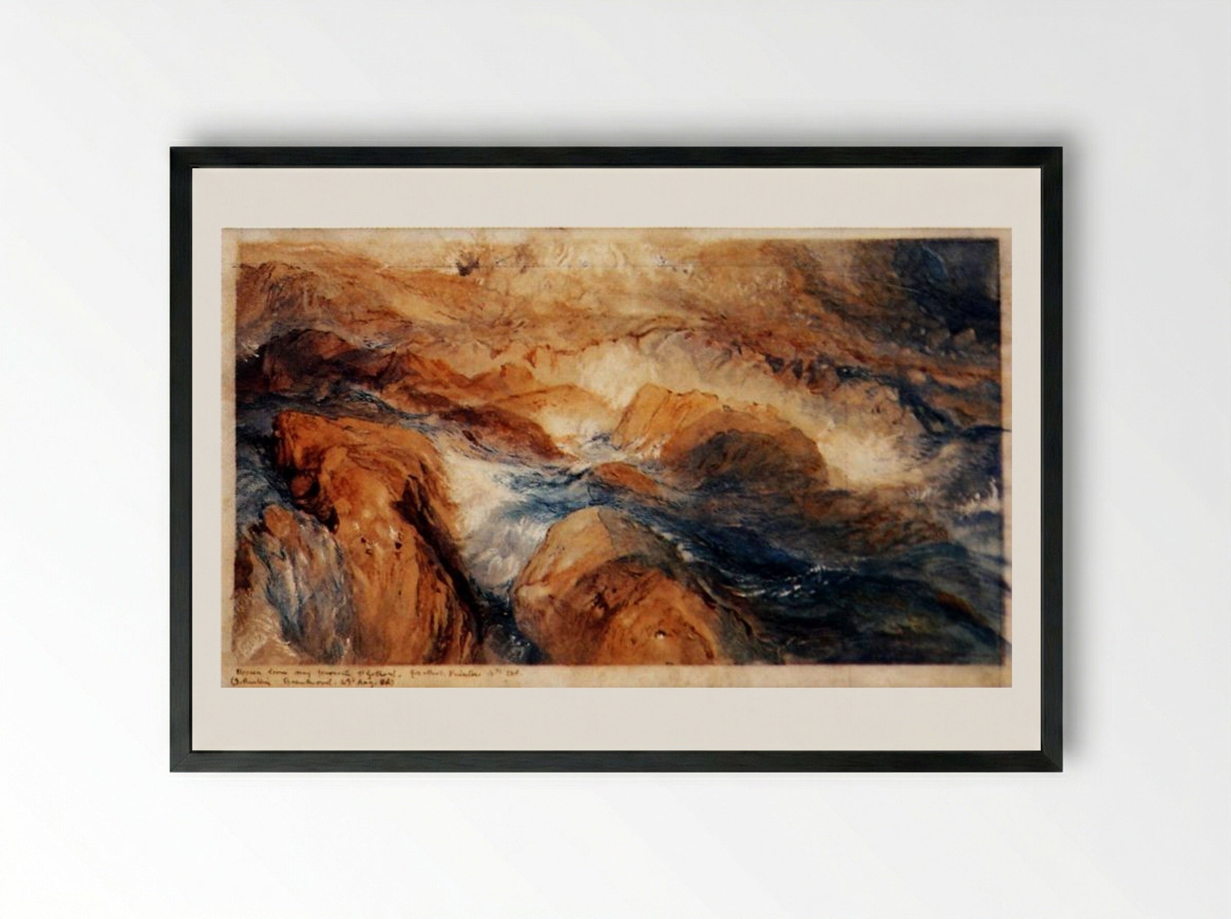 Rocks in Unrest - John Ruskin - Framed Print Black