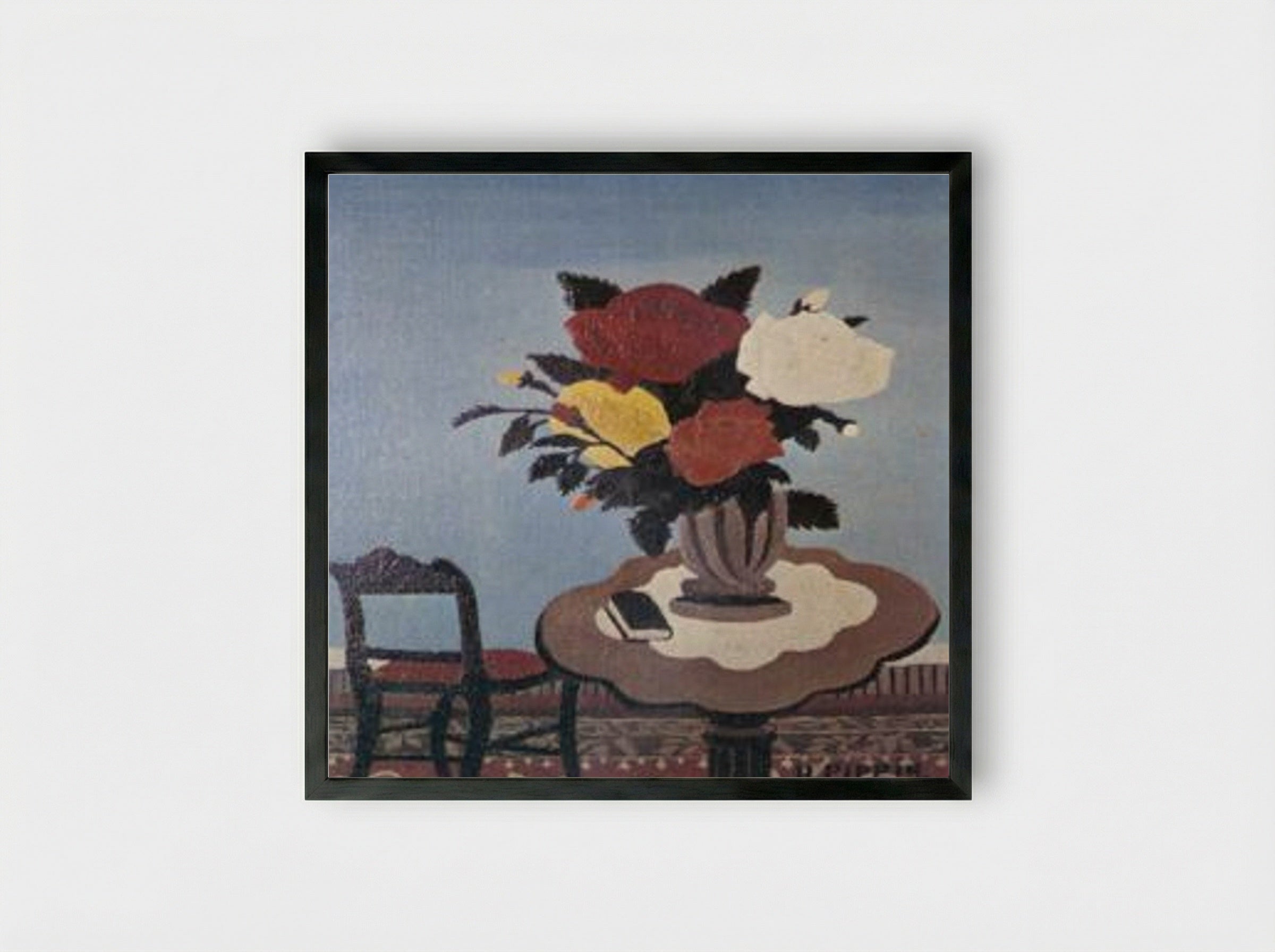 Roses With Red Chair - Horace Pippin - Framed Print Black