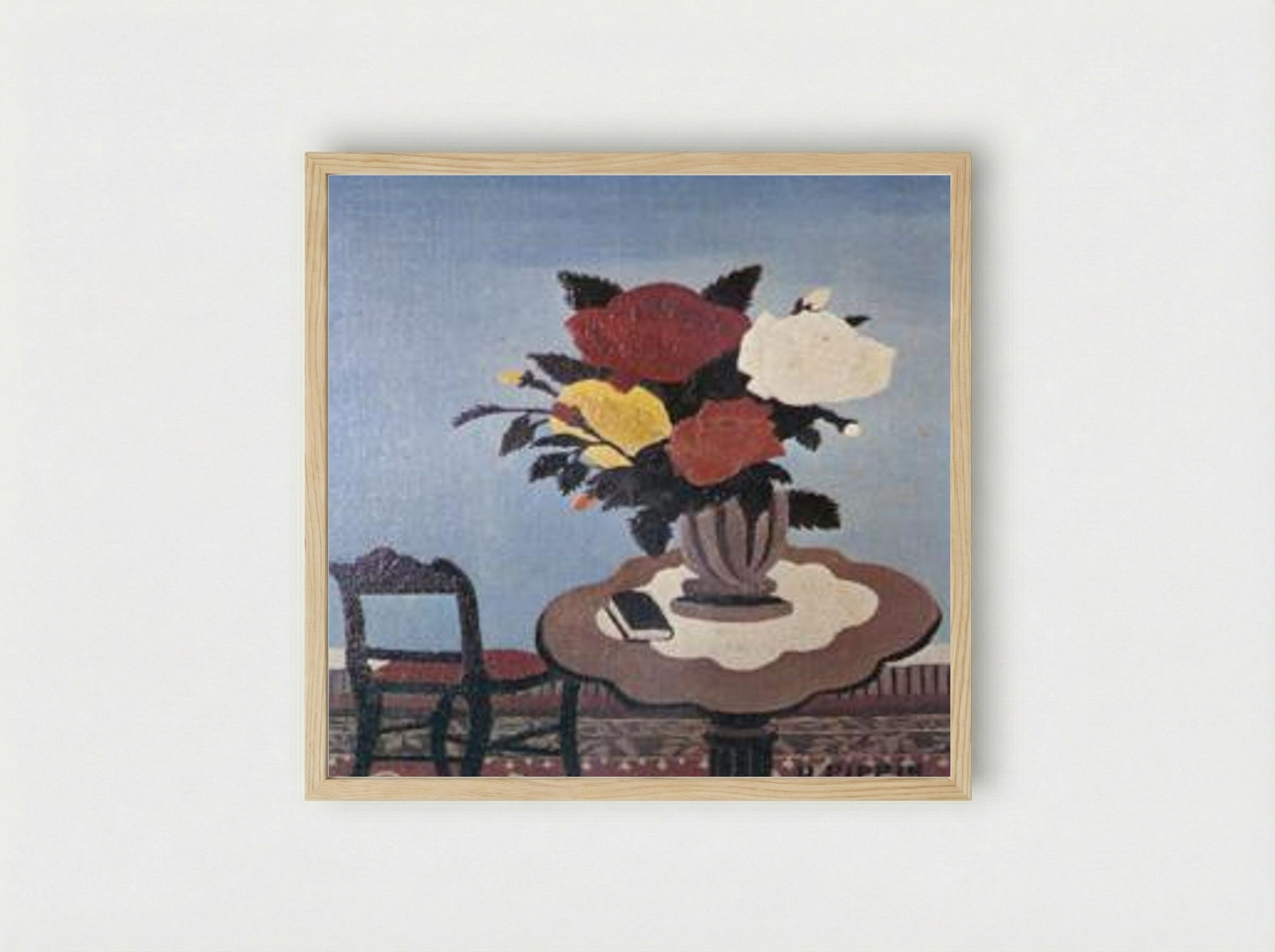 Roses With Red Chair - Horace Pippin - Framed Print Wood