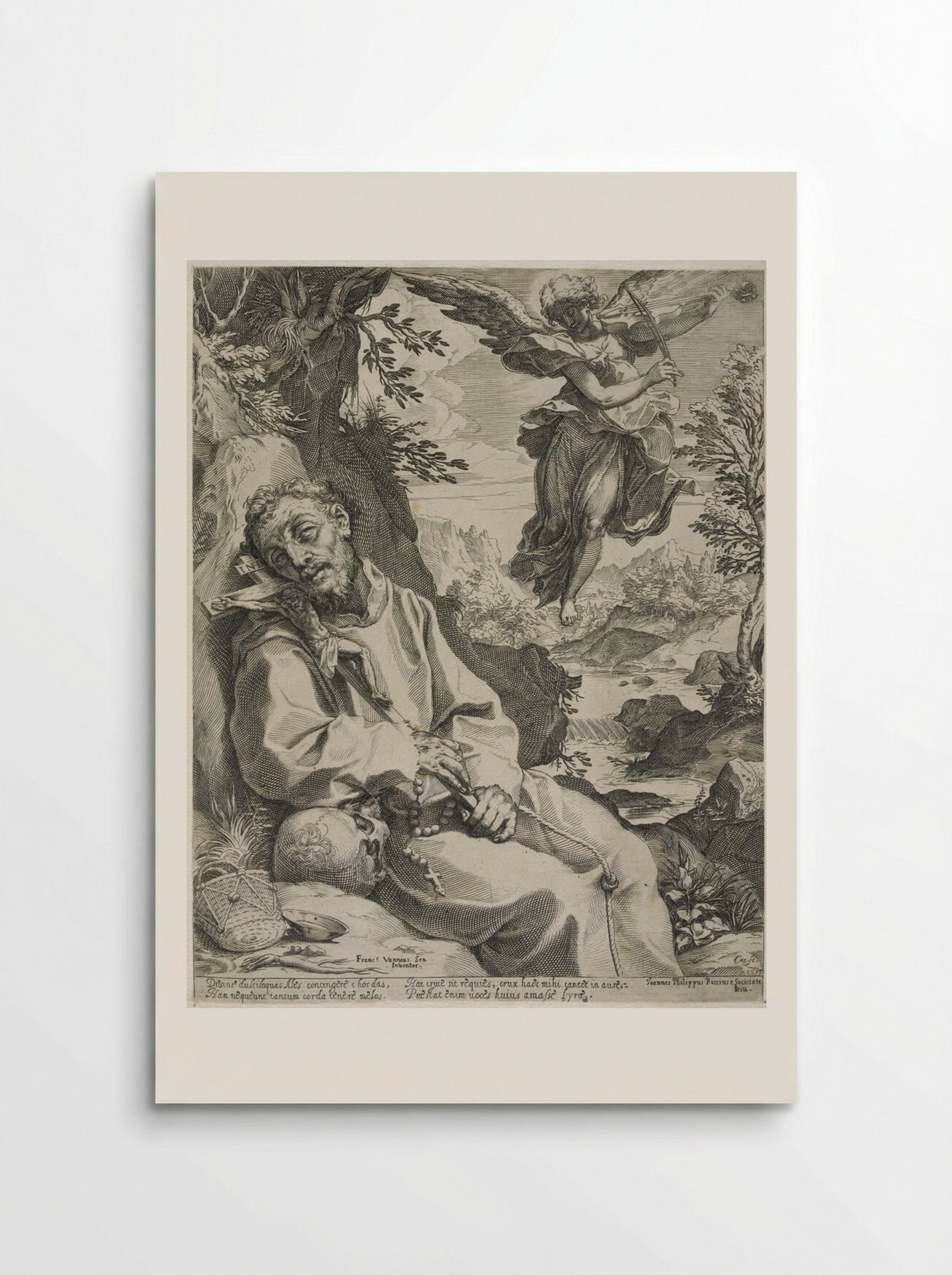 Saint Francis Consoled by a Musical Angel - Agostino Carracci - Poster
