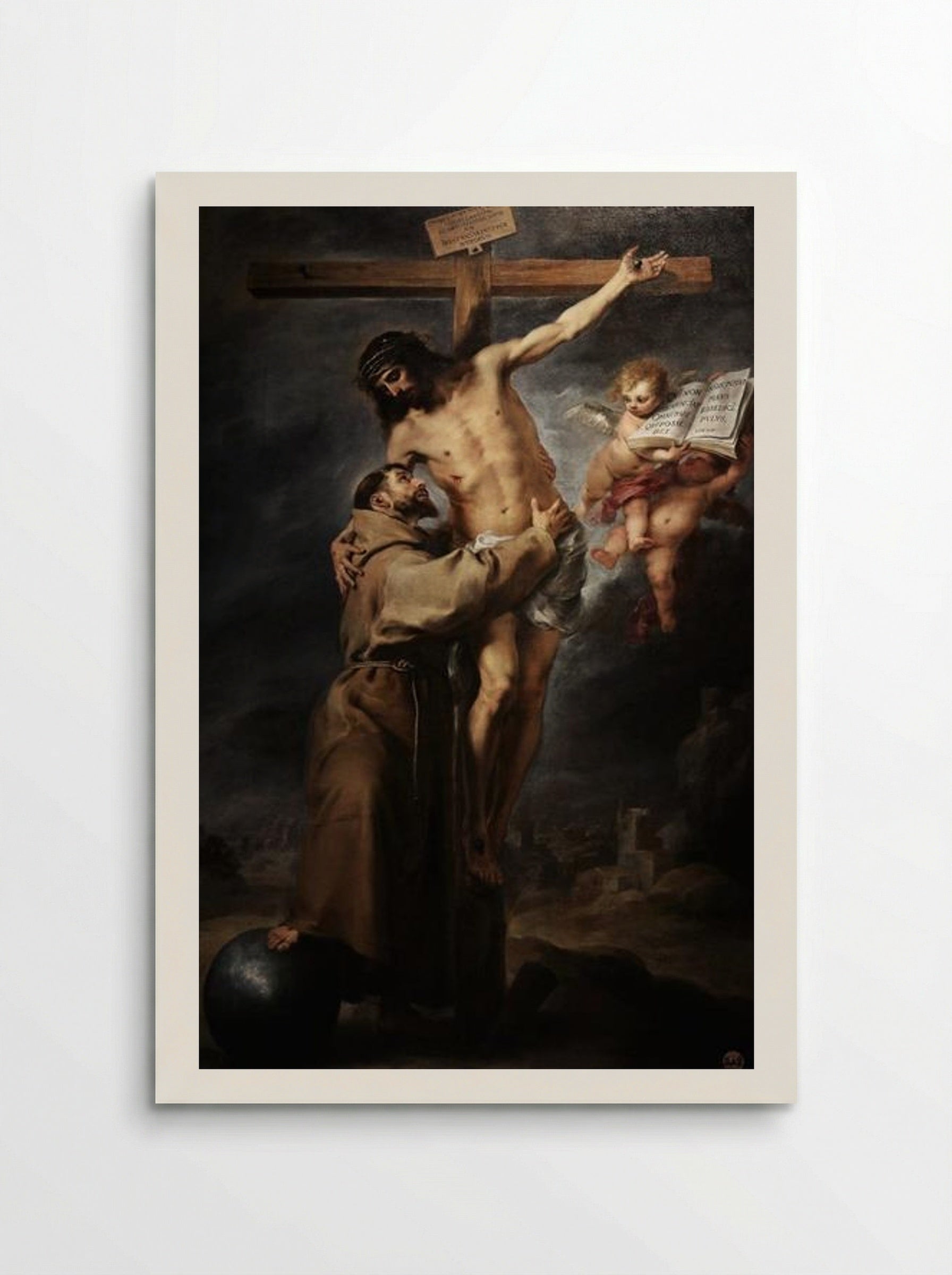 Saint Francis of Assisi embracing the crucified Christ - Bartolomé Esteban Murillo - Poster