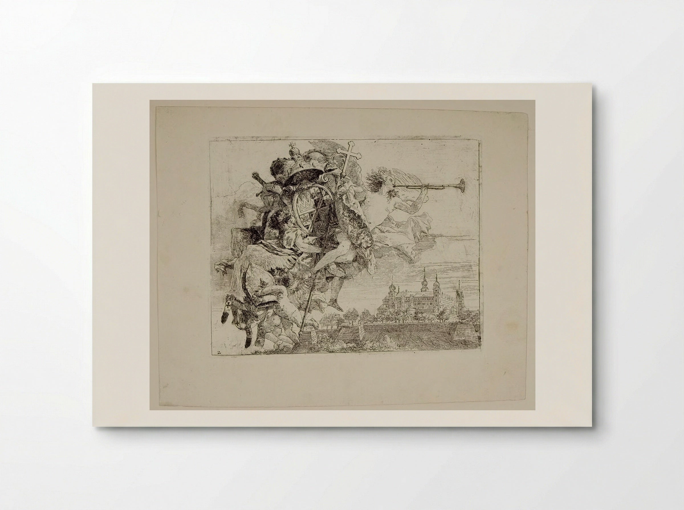 Scene from the Flight into Egypt with Coat of Arms - Giovanni Domenico Tiepolo - Poster