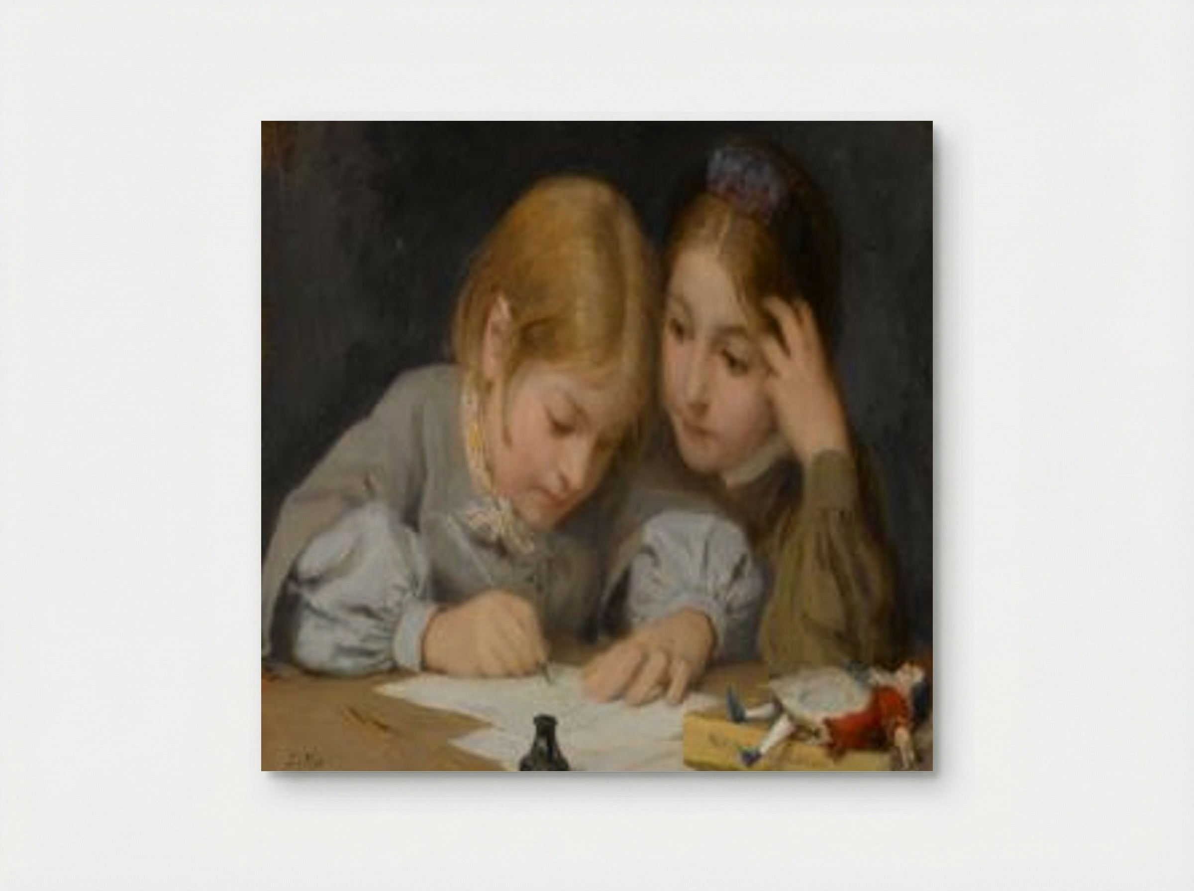 Schreibunterricht (The Writing Lesson) - Albert Anker - Poster