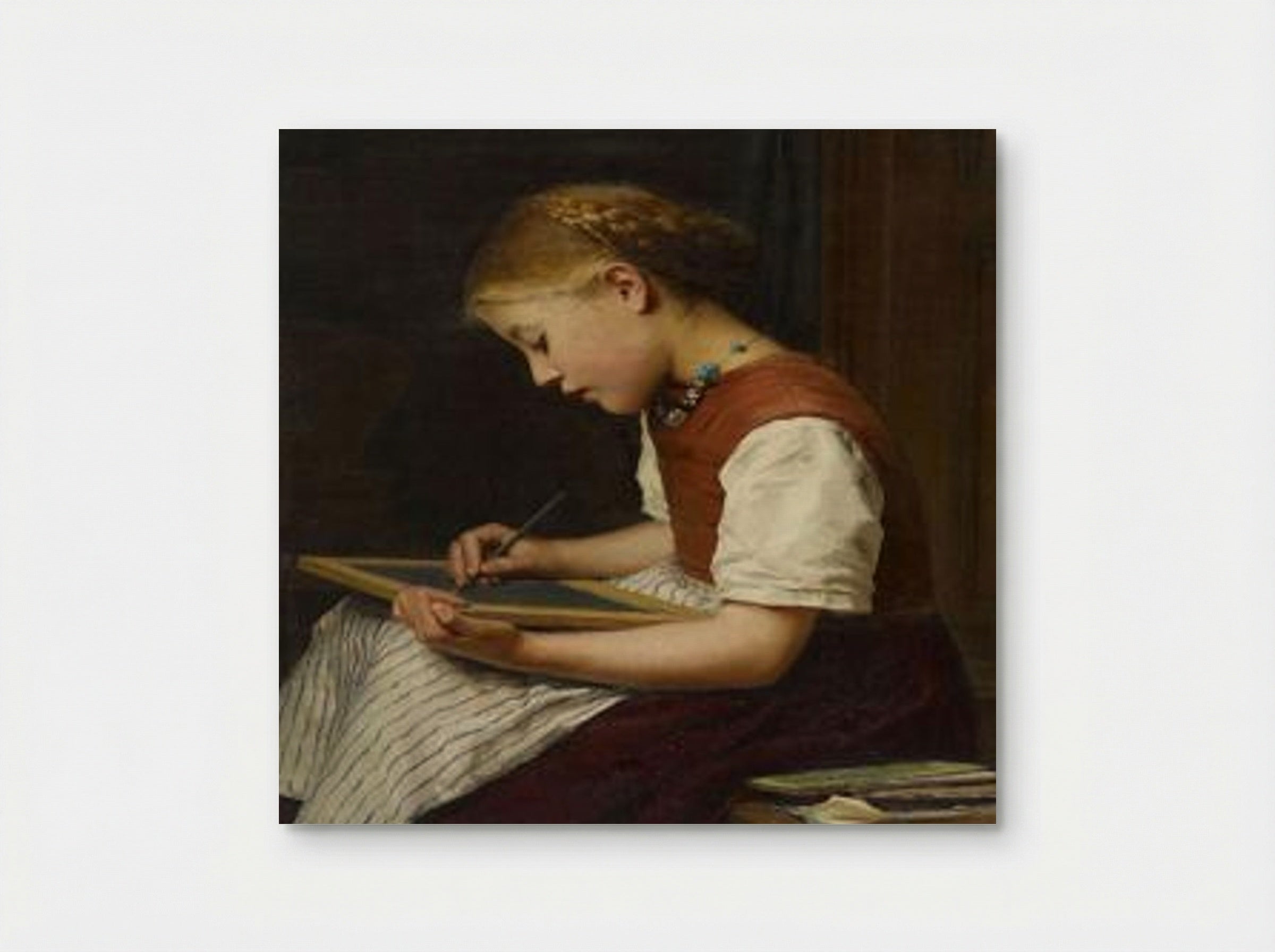 Schulmädchen bei den Hausaufgaben - Albert Anker - Poster