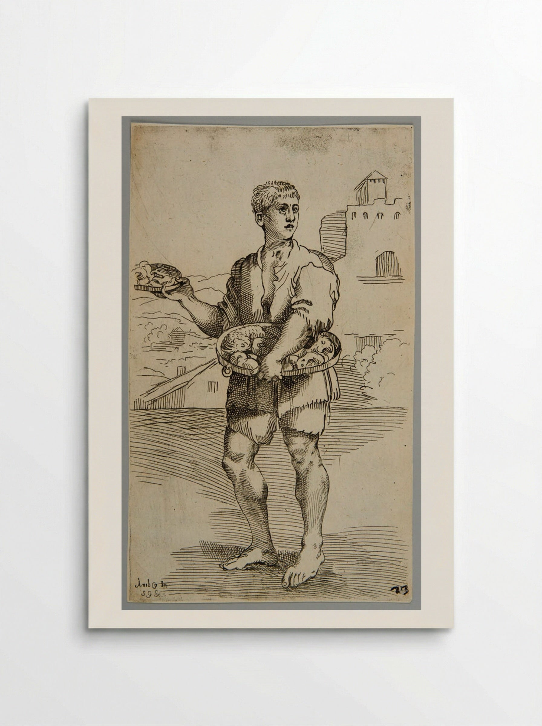 Scullery boy with kitchen treats - Simon Guillain - Poster
