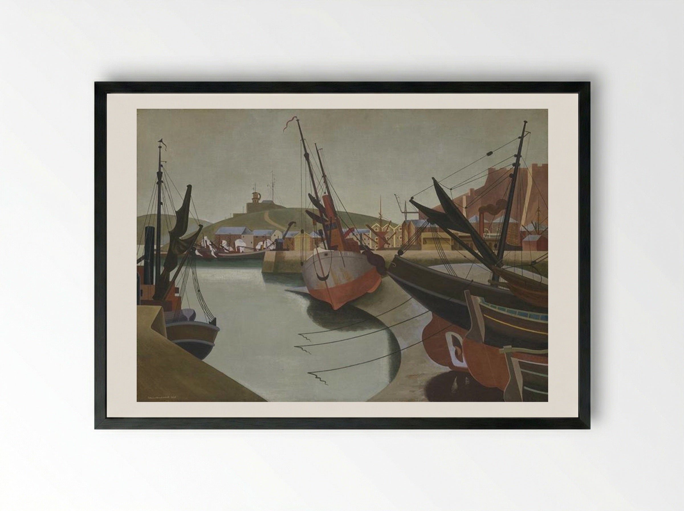 Seaport - Edward Wadsworth - Framed Print Black
