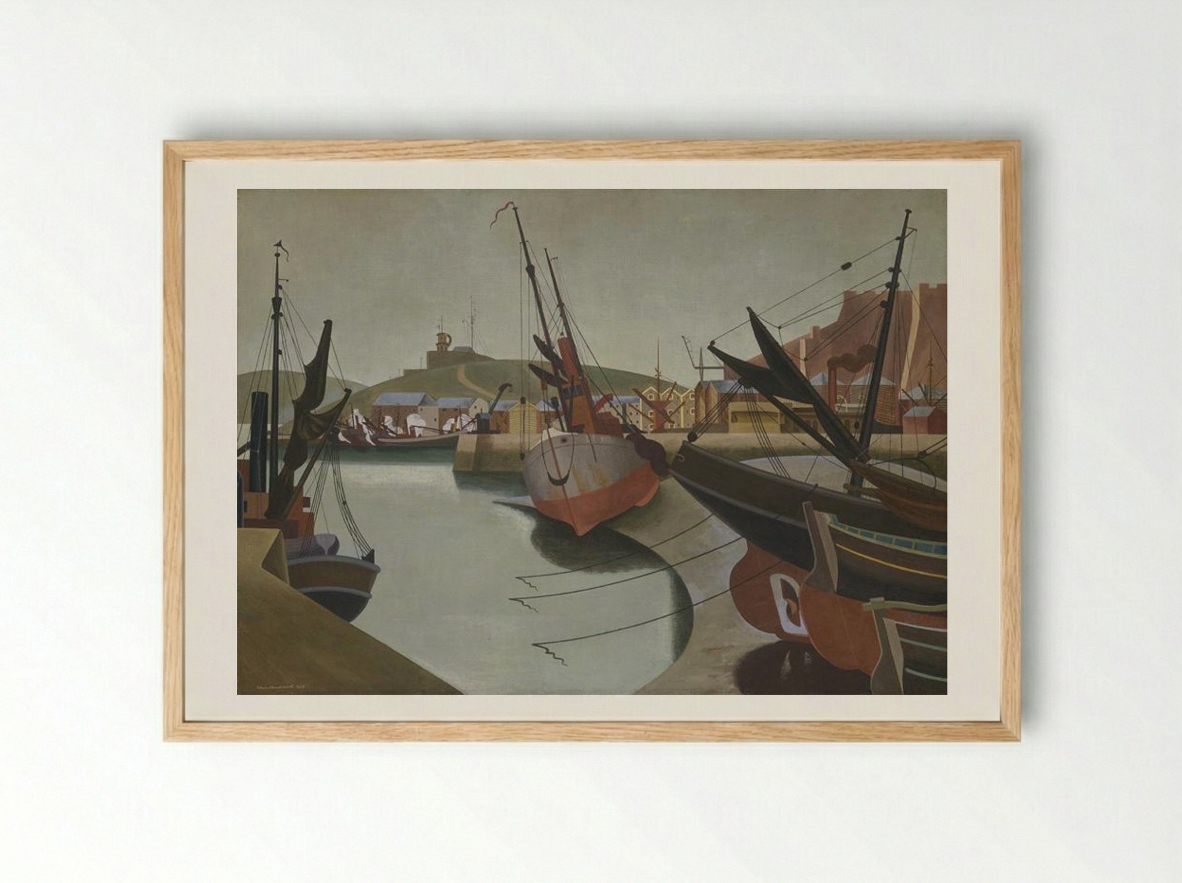 Seaport - Edward Wadsworth - Framed Print Wood