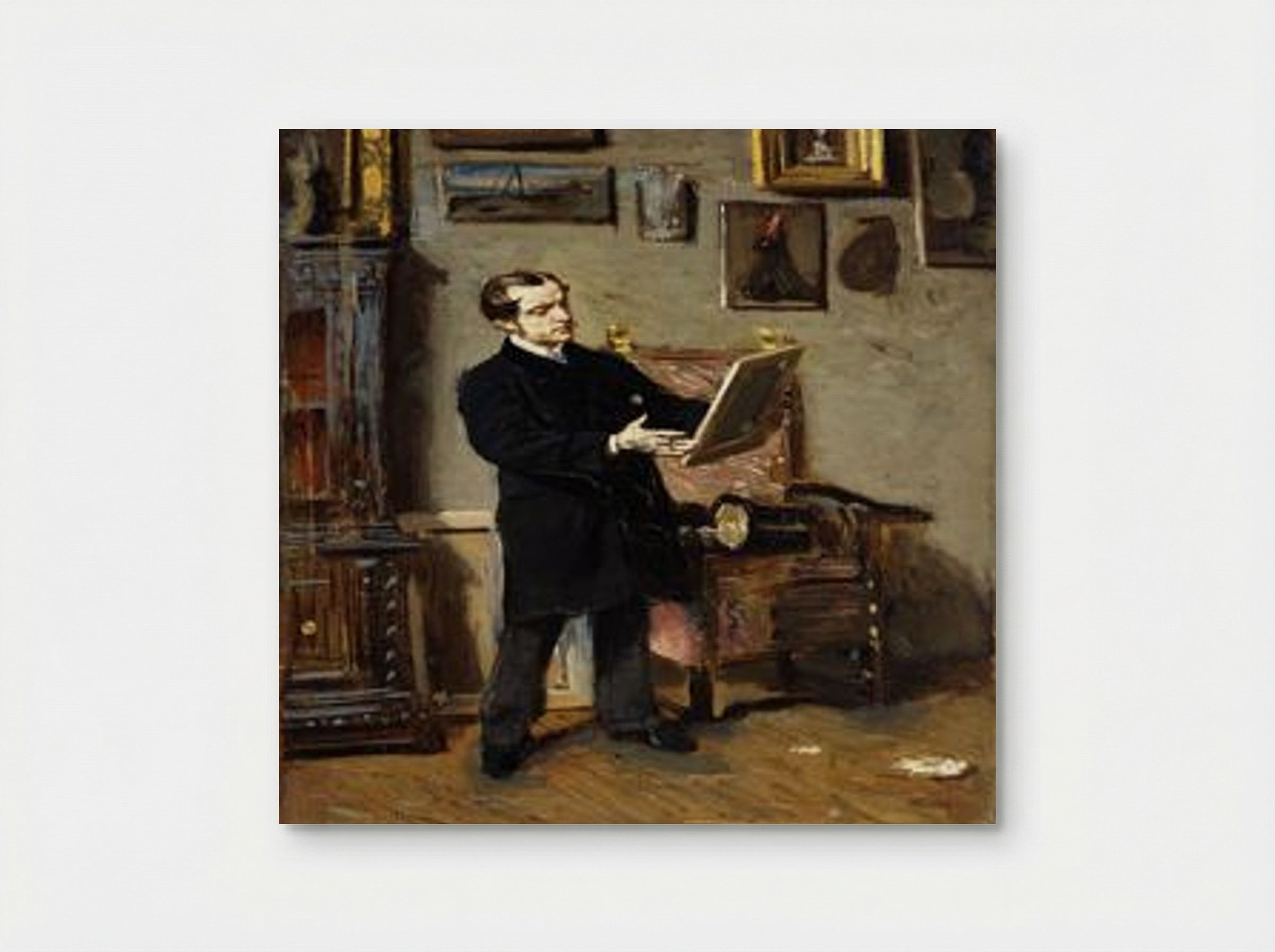 Self-Portrait While Looking at a Painting - Giovanni Boldini - Poster