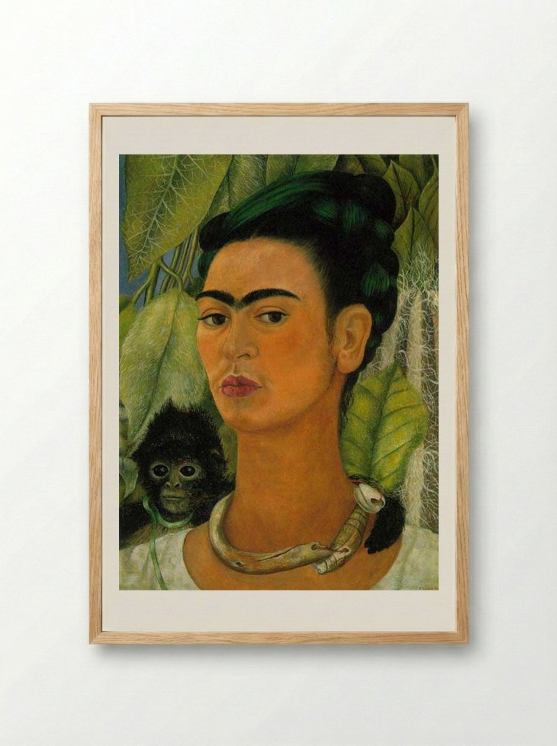 Self-Portrait with Monkey - Frida Kahlo - Framed Print Wood