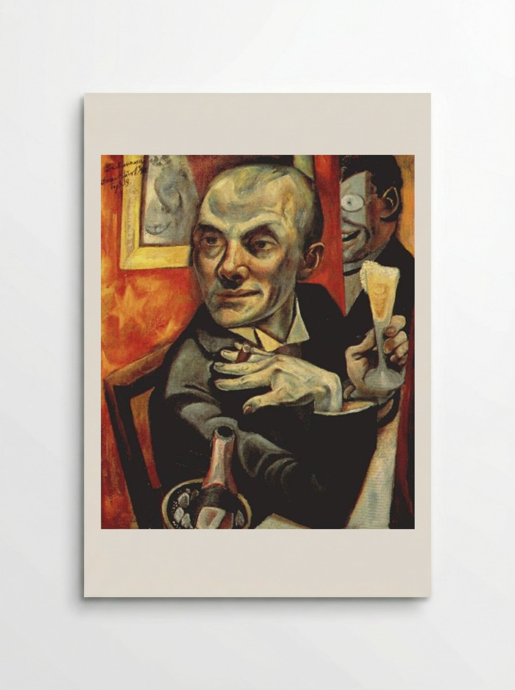 Self-portrait with champagne glass - Max Beckmann - Poster