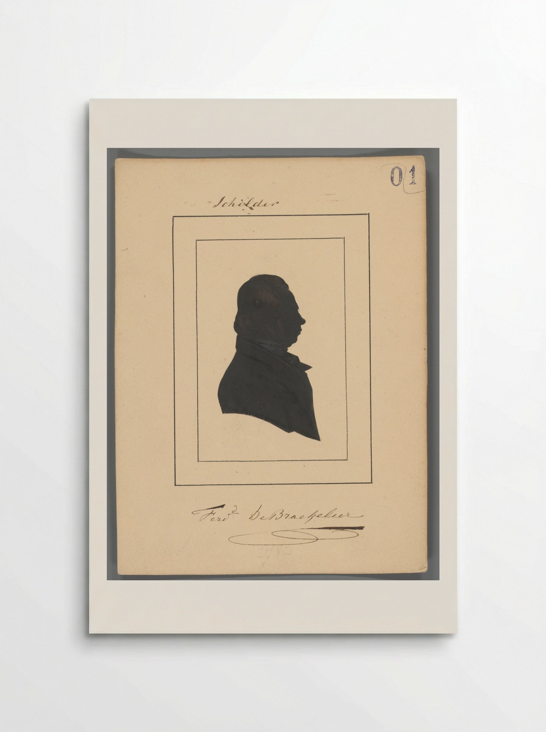 Silhouetportret van Ferdinand I De Braekeleer - Elisabeth Alida Haanen - Poster