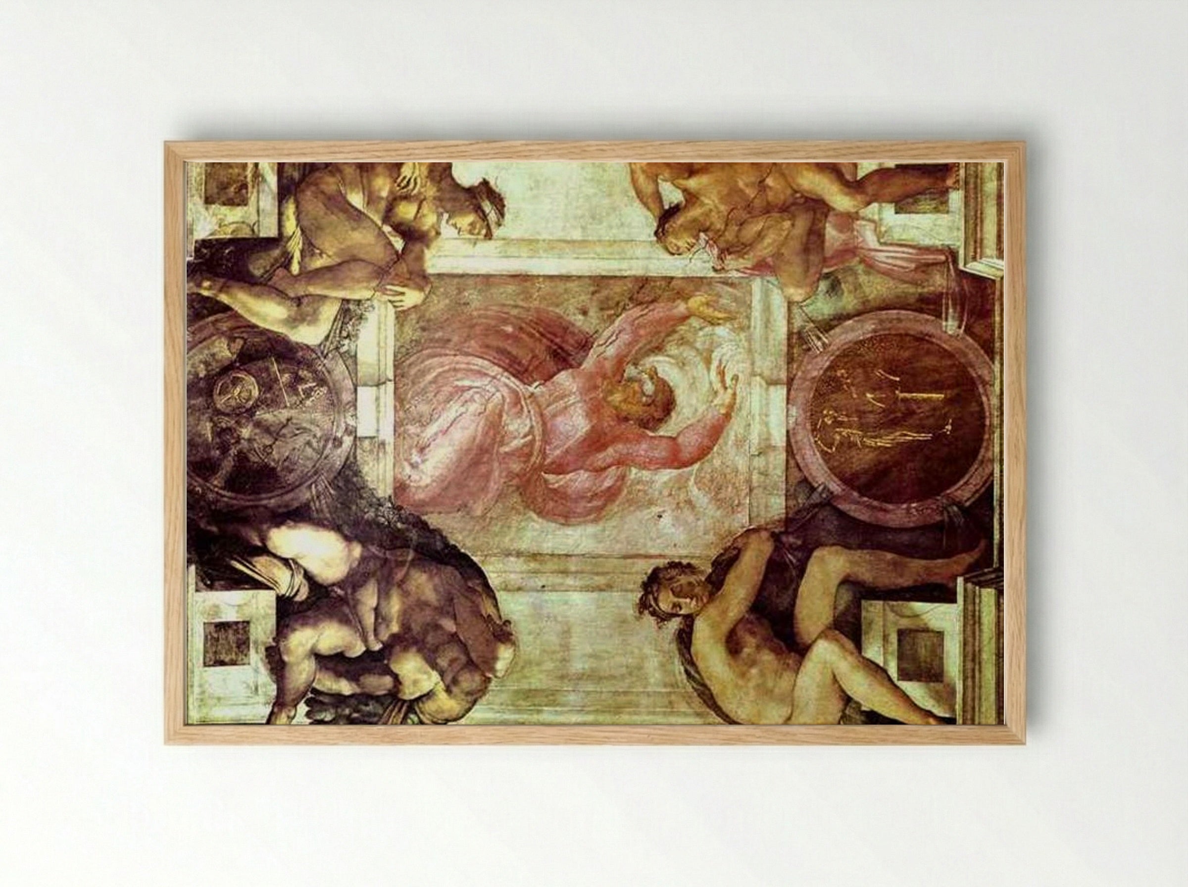 Sistine Chapel Ceiling: God Dividing Light from Darkness - Michelangelo - Framed Print Wood
