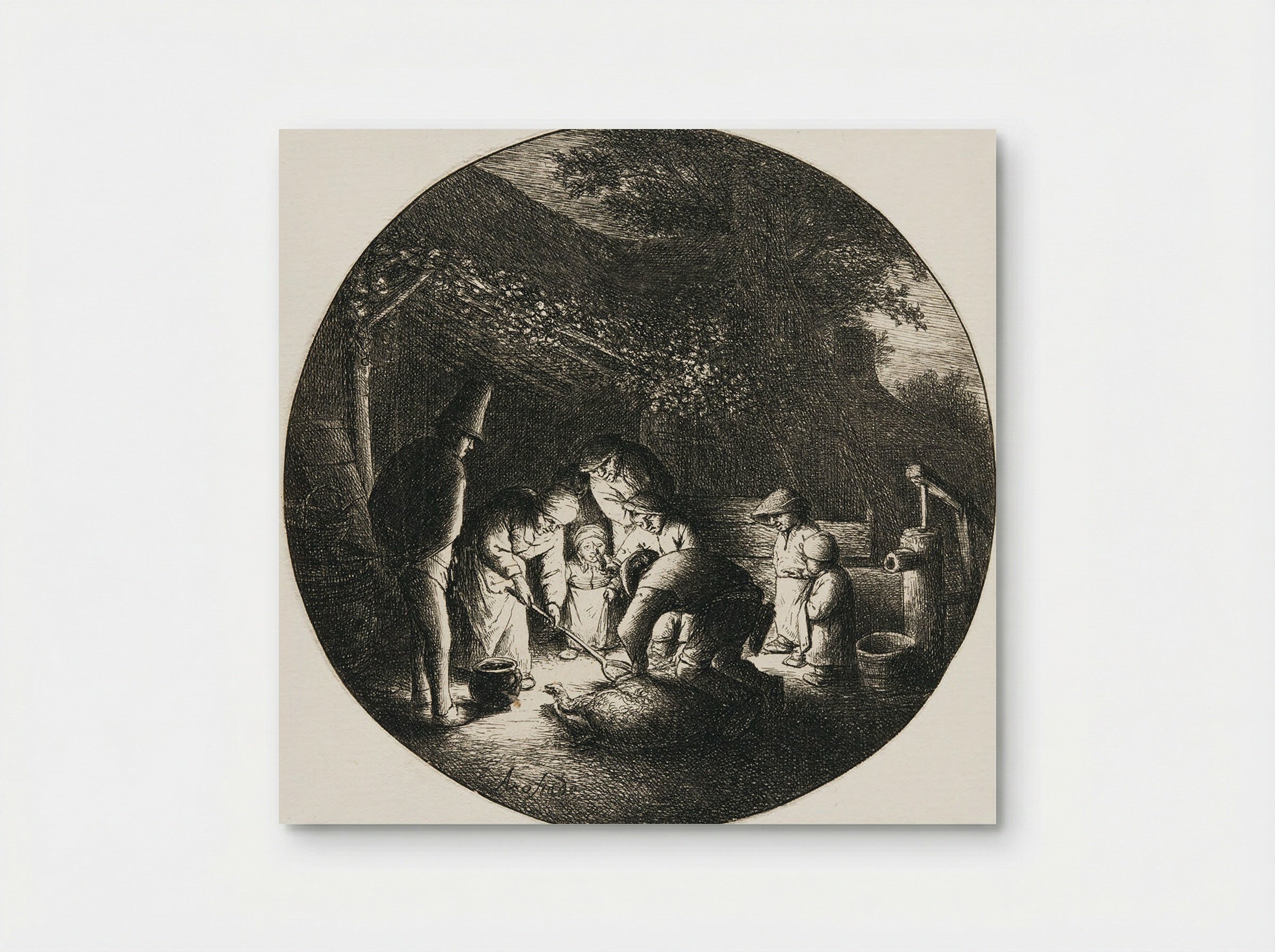 Slaughtering the Pig - Adriaen van Ostade - Poster