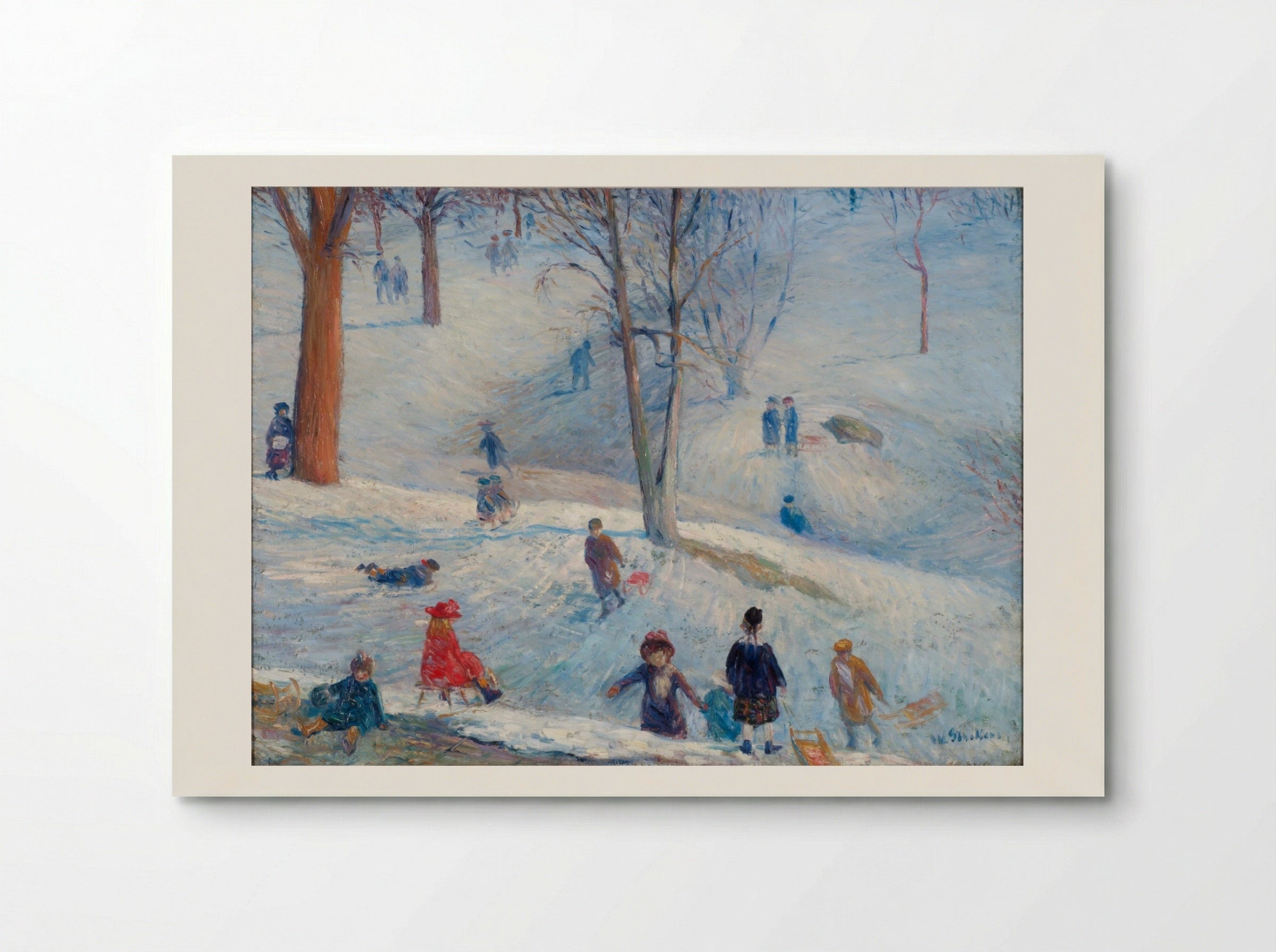 Sledding in Central Park - William James Glackens - Poster