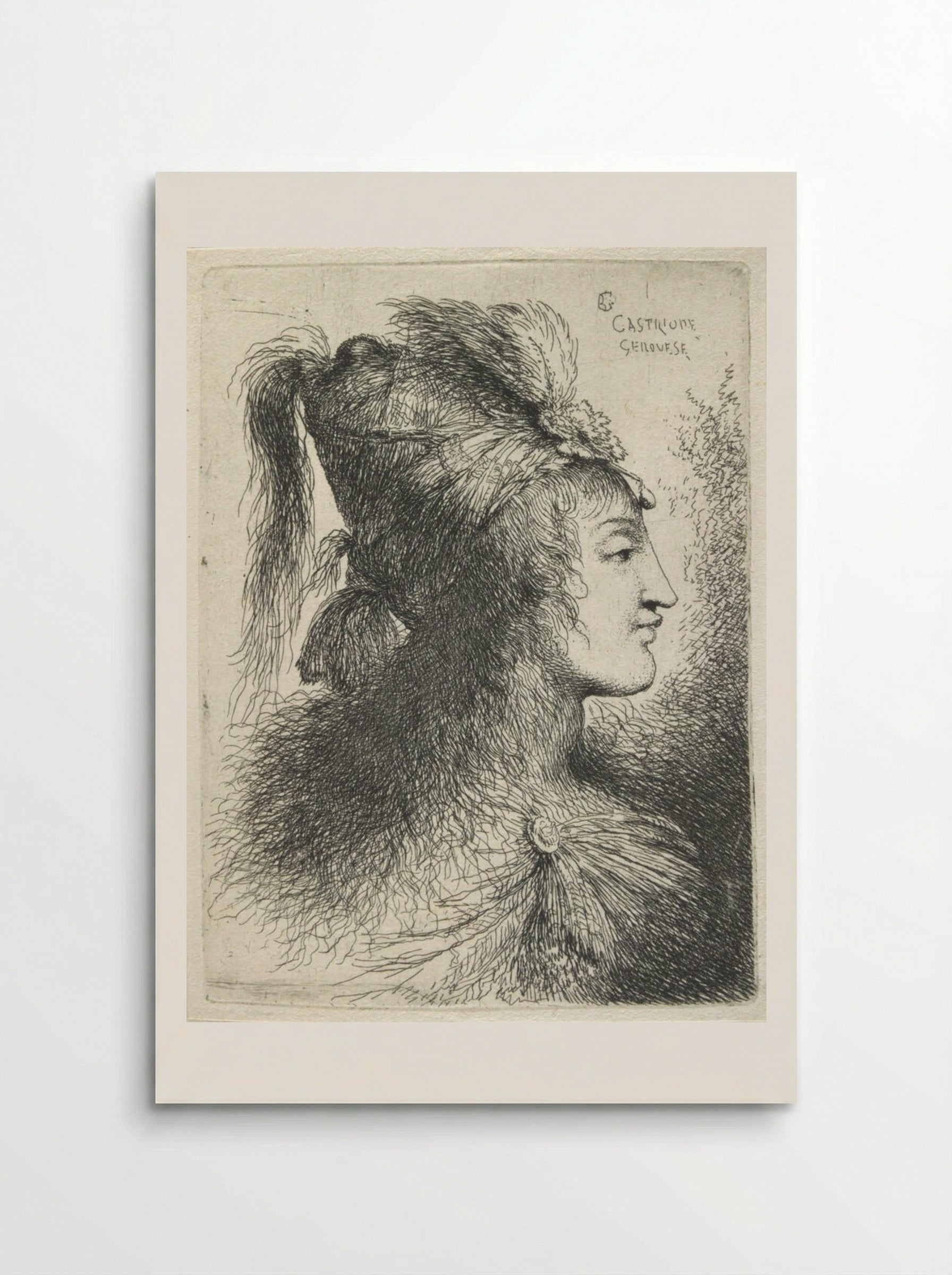 Small Study of a Head in Oriental Headdress - Giovanni Benedetto Castiglione - Poster