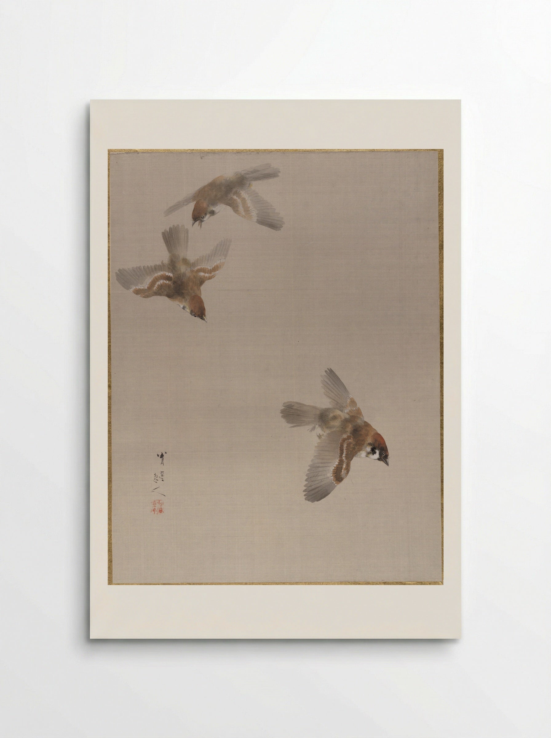 Sparrows Flying - Watanabe Seitei - Poster