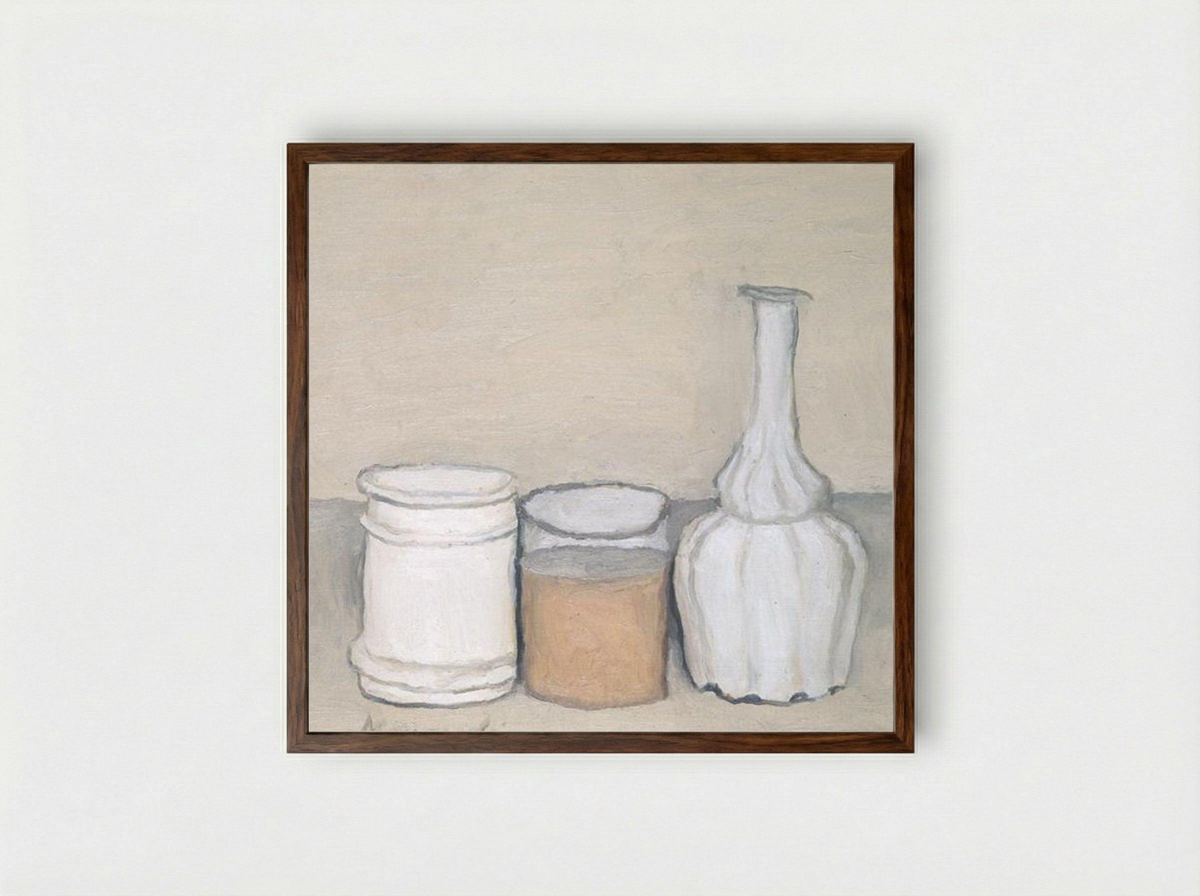 Still Life with Flask - Giorgio Morandi - Framed Print Dark Wood
