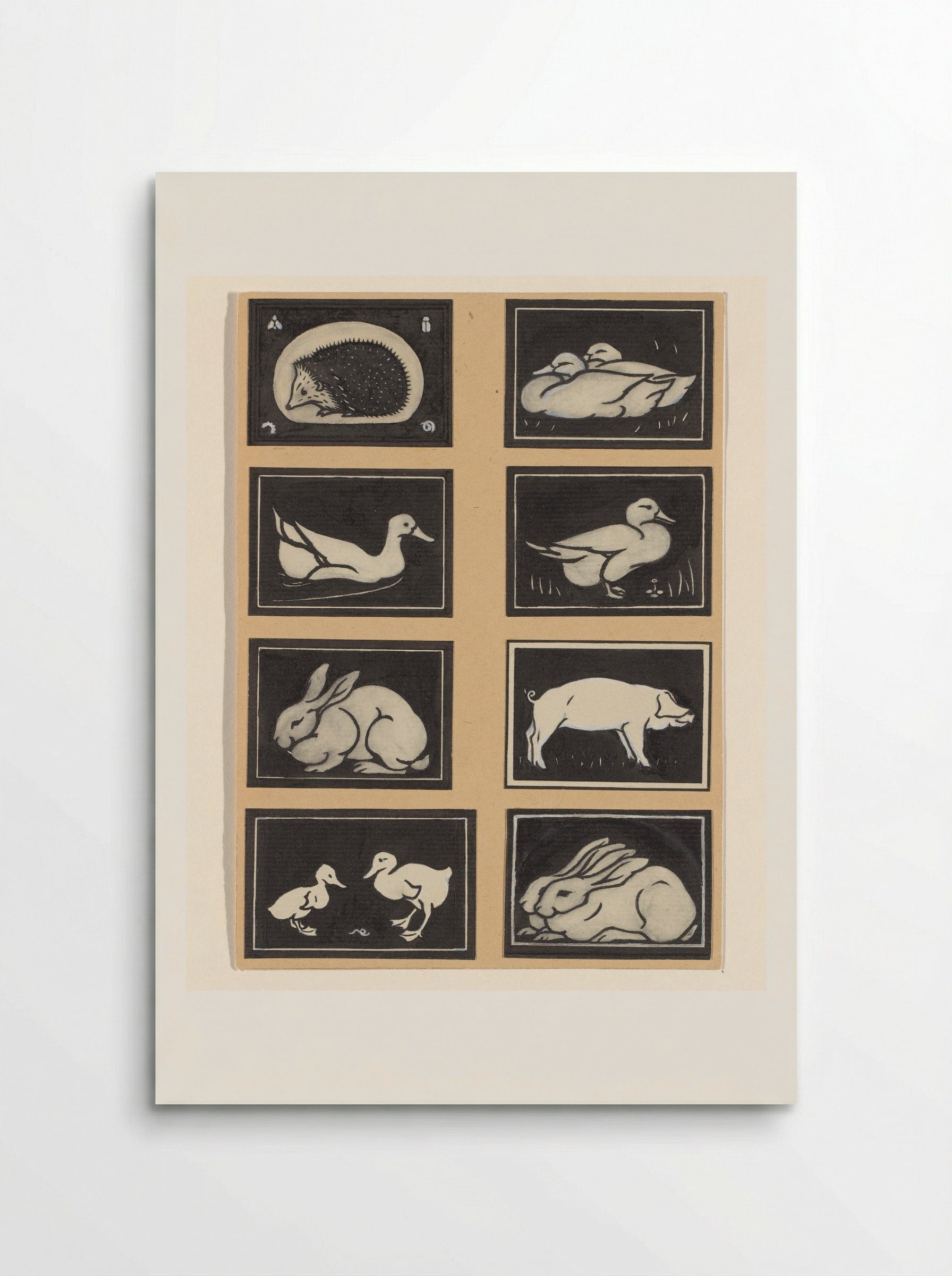 Studies of Animals (Hedgehog, Ducks, Pig, Rabbits) - Julie de Graag - Poster