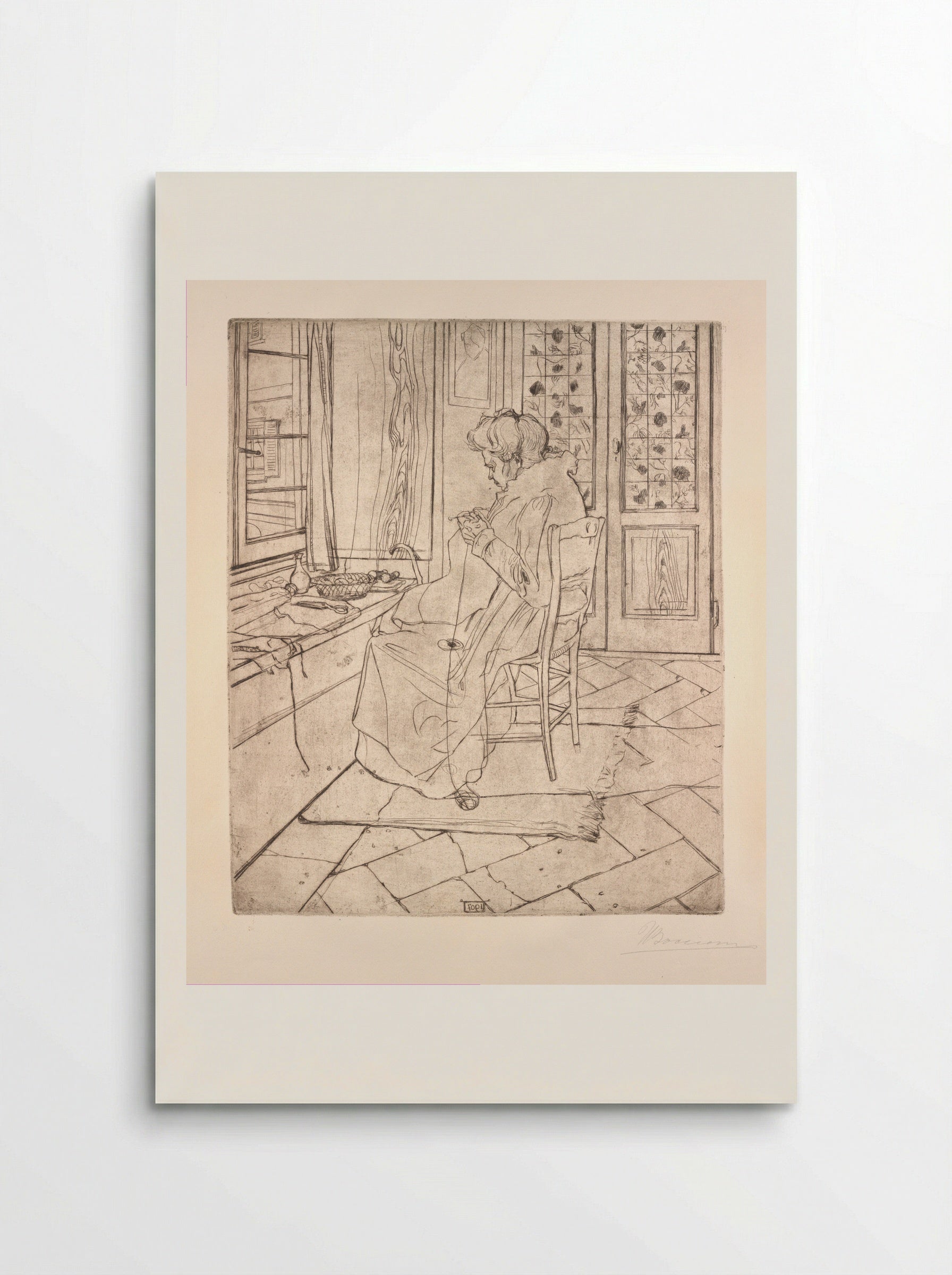 The Artist's Mother Crocheting - Umberto Boccioni - Poster