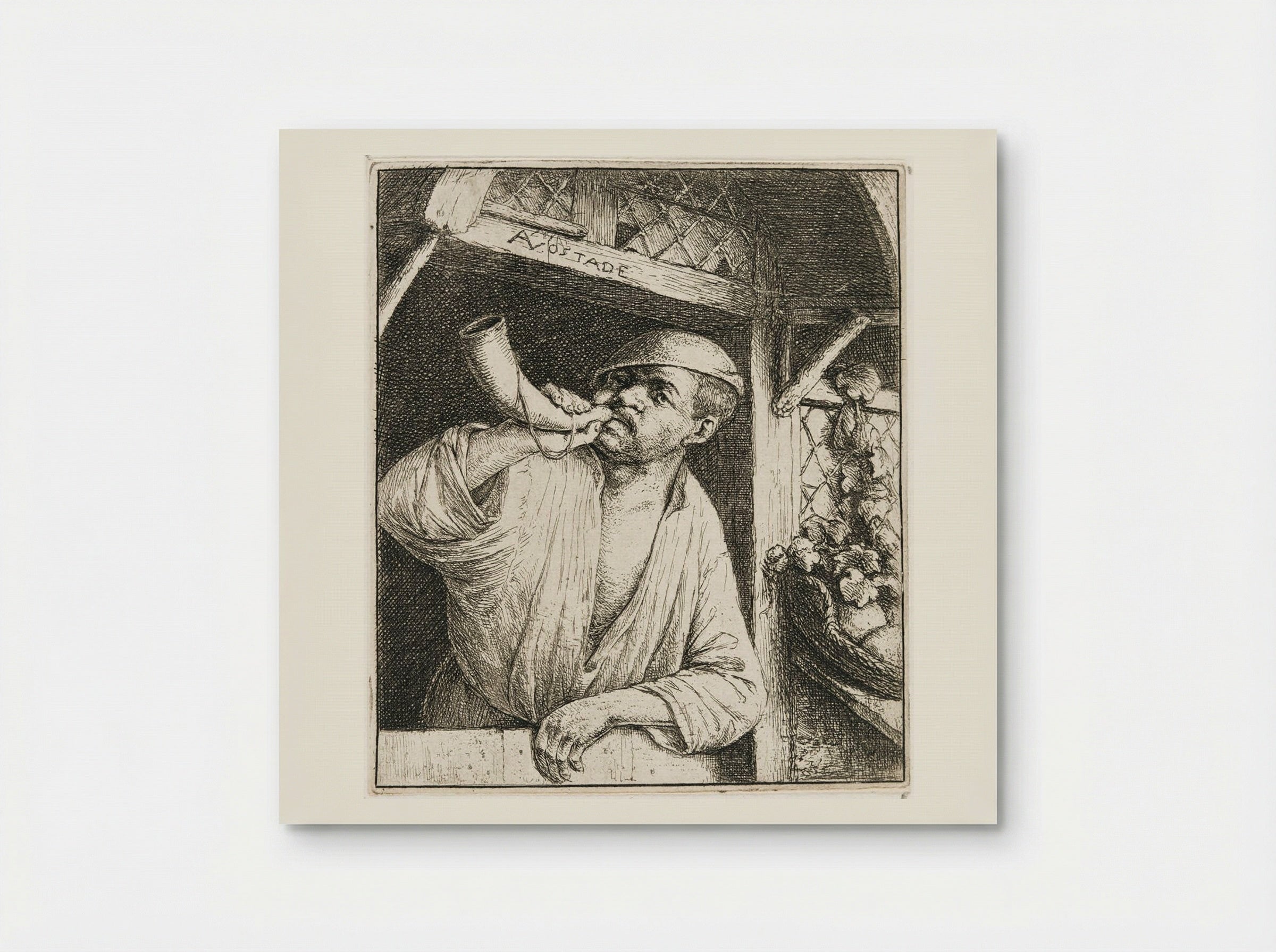 The Baker Sounding His Horn - Adriaen van Ostade - Poster