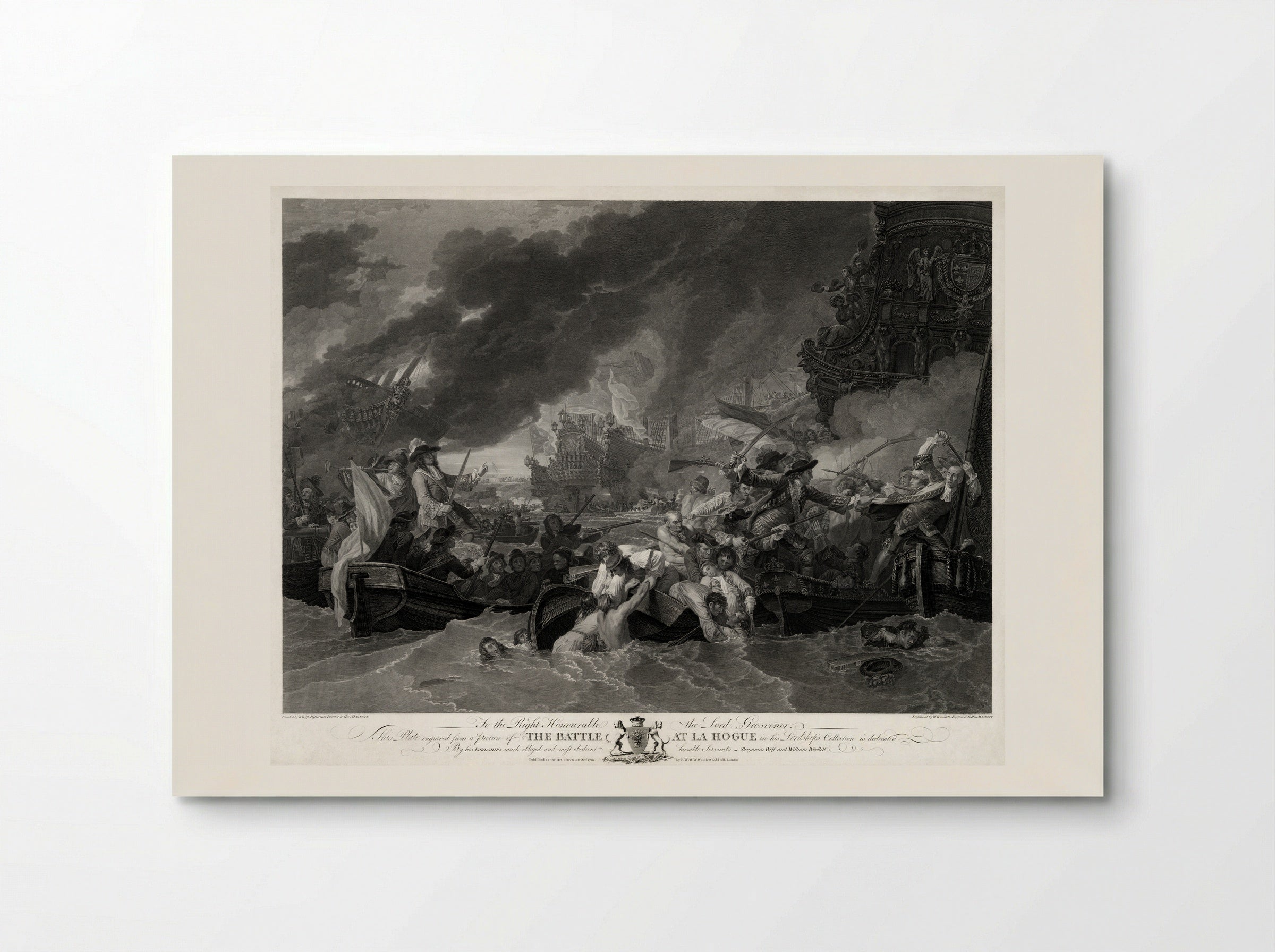 The Battle of La Hogue, Destruction of the French fleet, May 22, 1692 - Benjamin West - Poster
