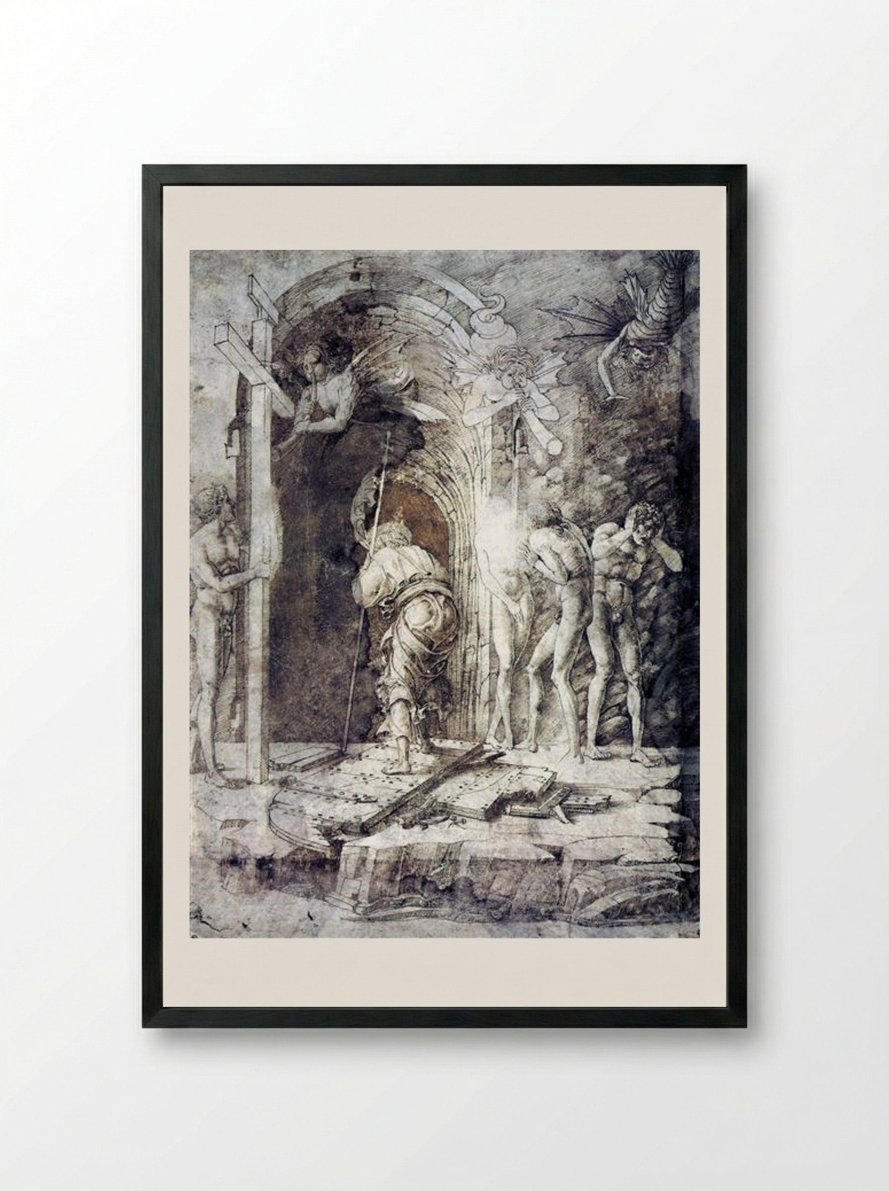 The Descent into Hell - Andrea Mantegna - Framed Print Black