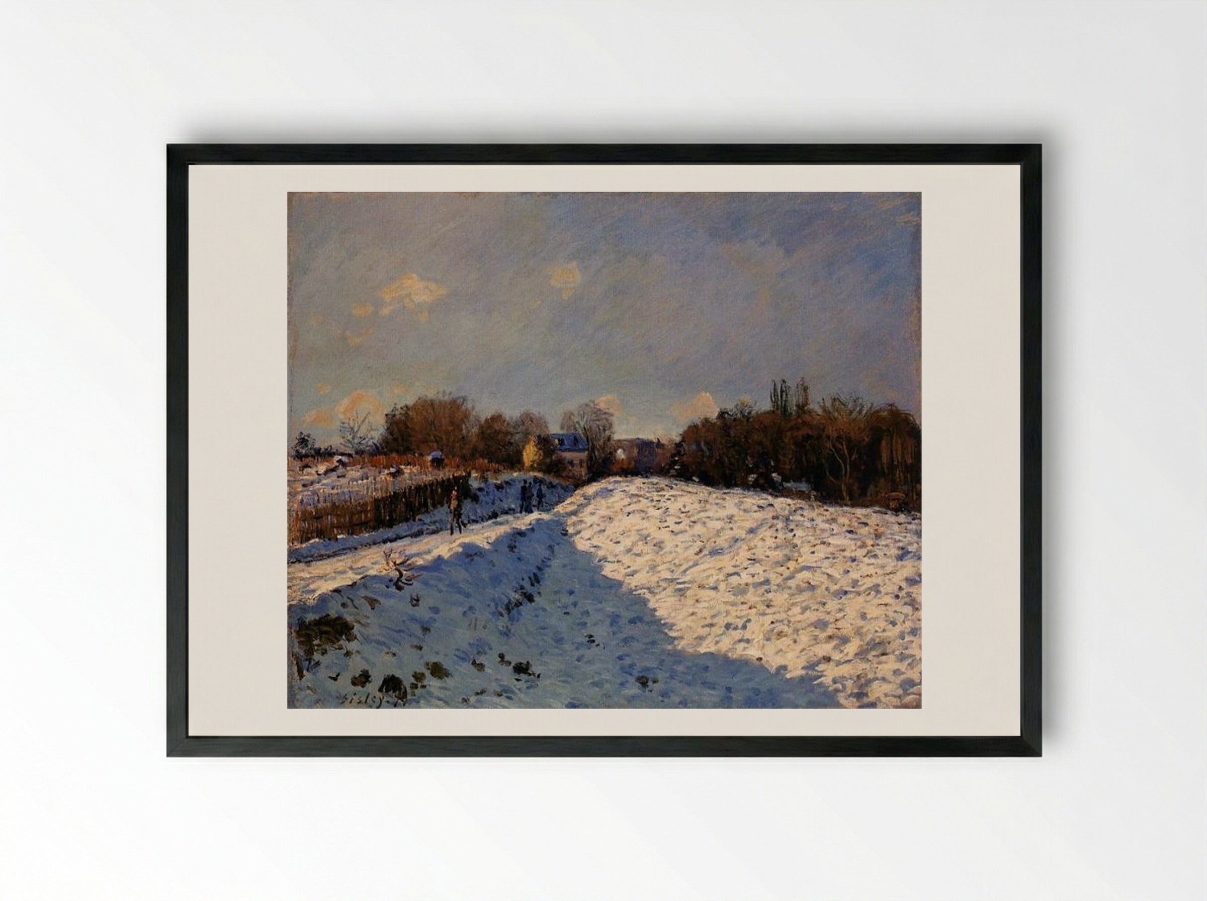 The Effect of Snow at Argenteuil - Alfred Sisley - Framed Print Black