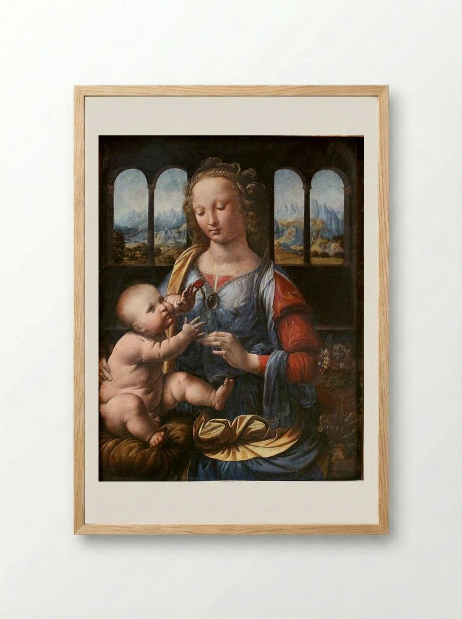 The Madonna of the Carnation - Leonardo da Vinci - Framed Print Wood