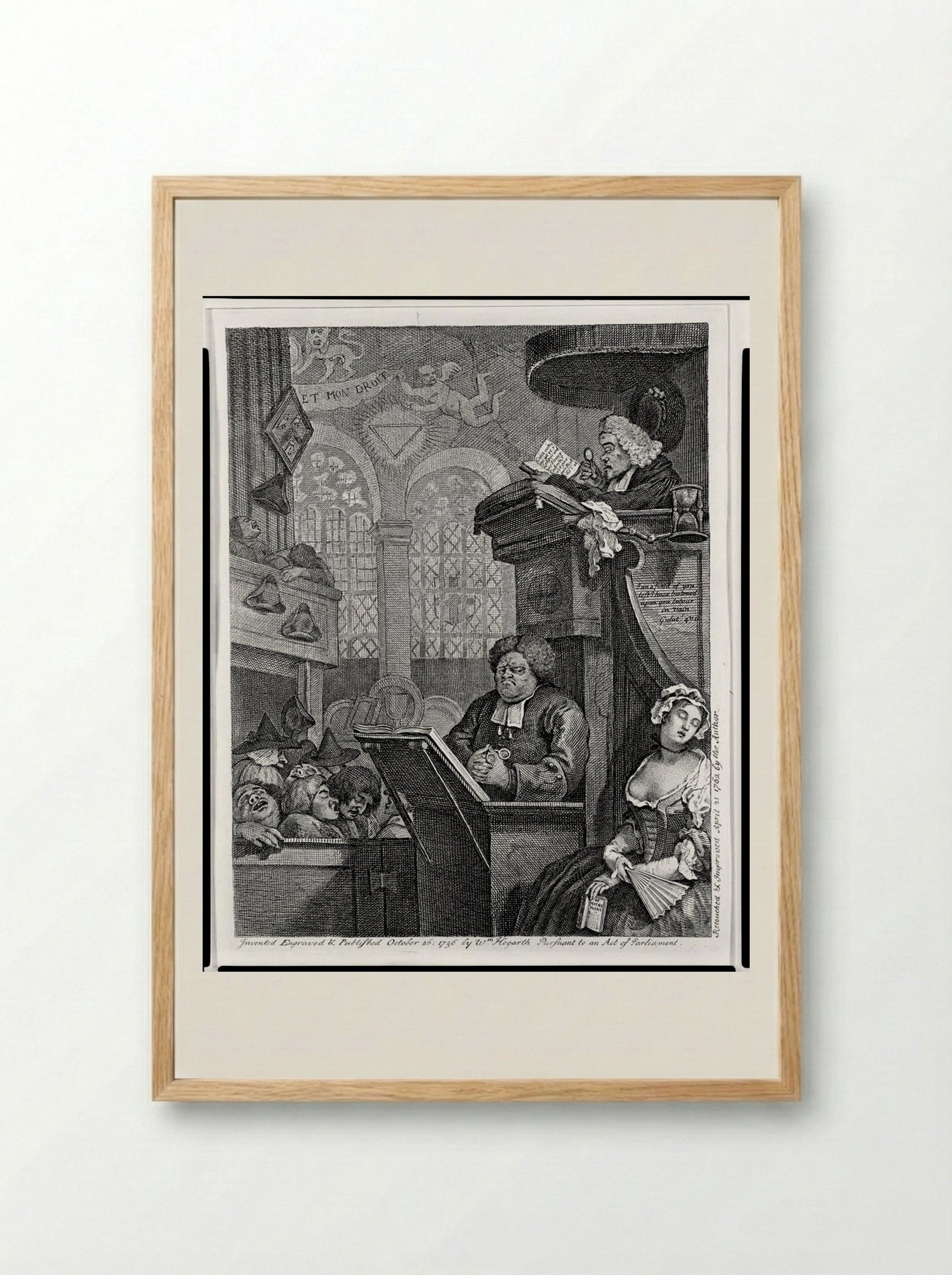 The Sleeping Congregation - William Hogarth - Framed Print Wood
