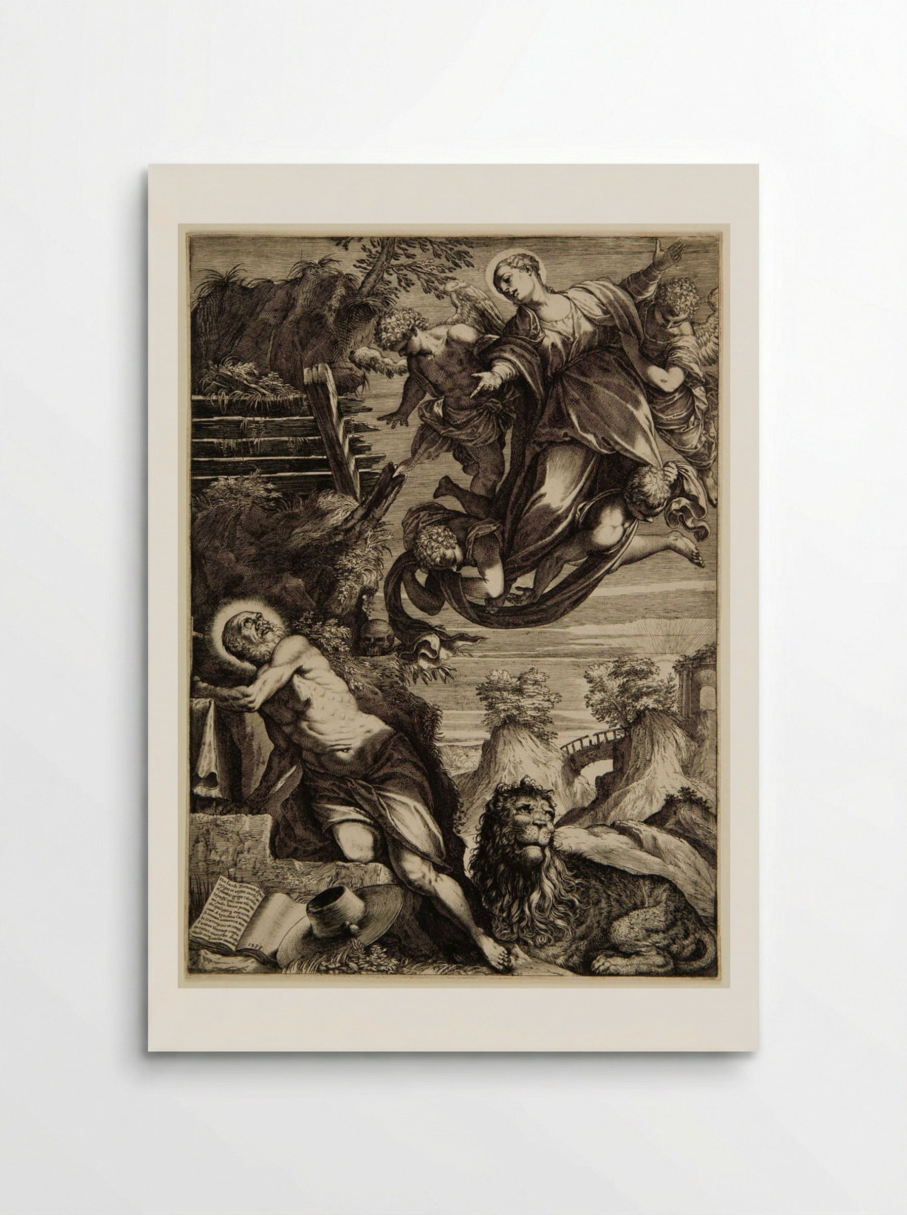 The Virgin Appearing to Saint Jerome - Agostino Carracci - Poster