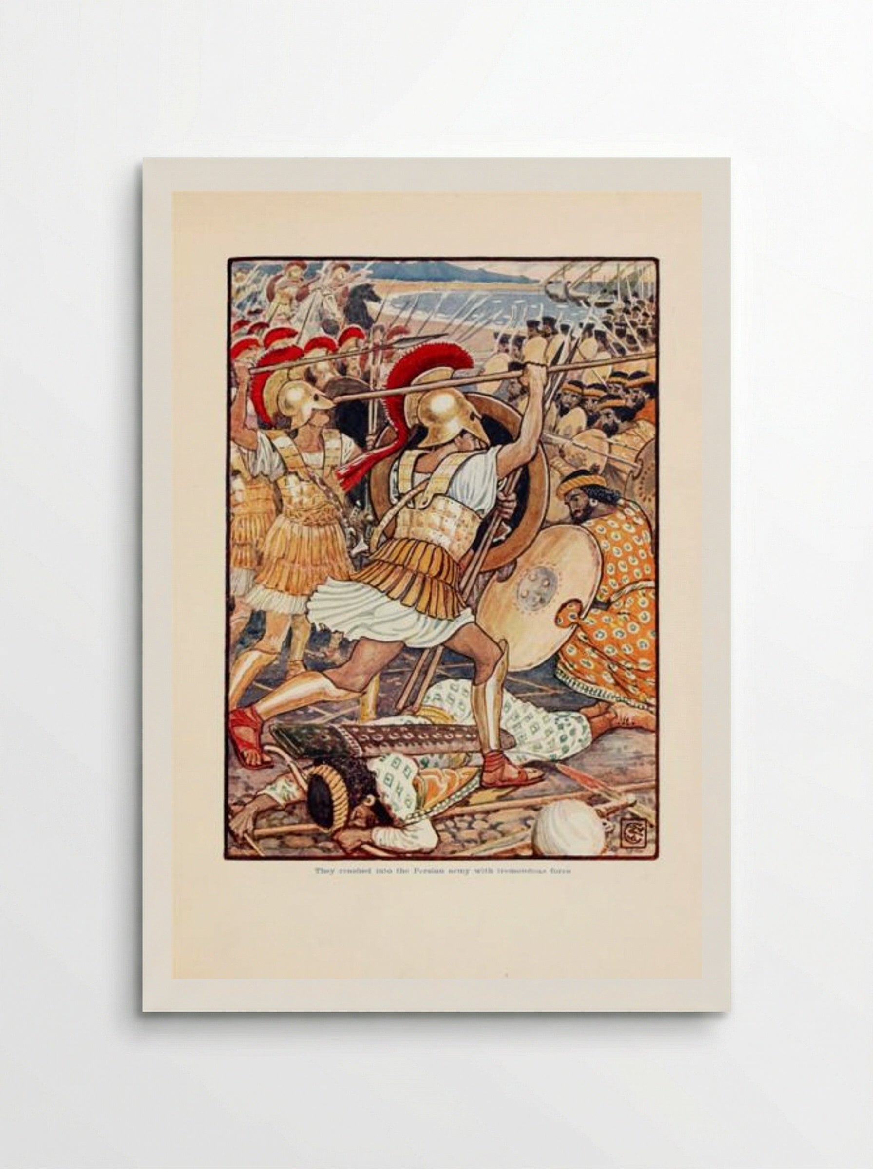 They crashed into Persian army with tremendous force - Walter Crane - Poster