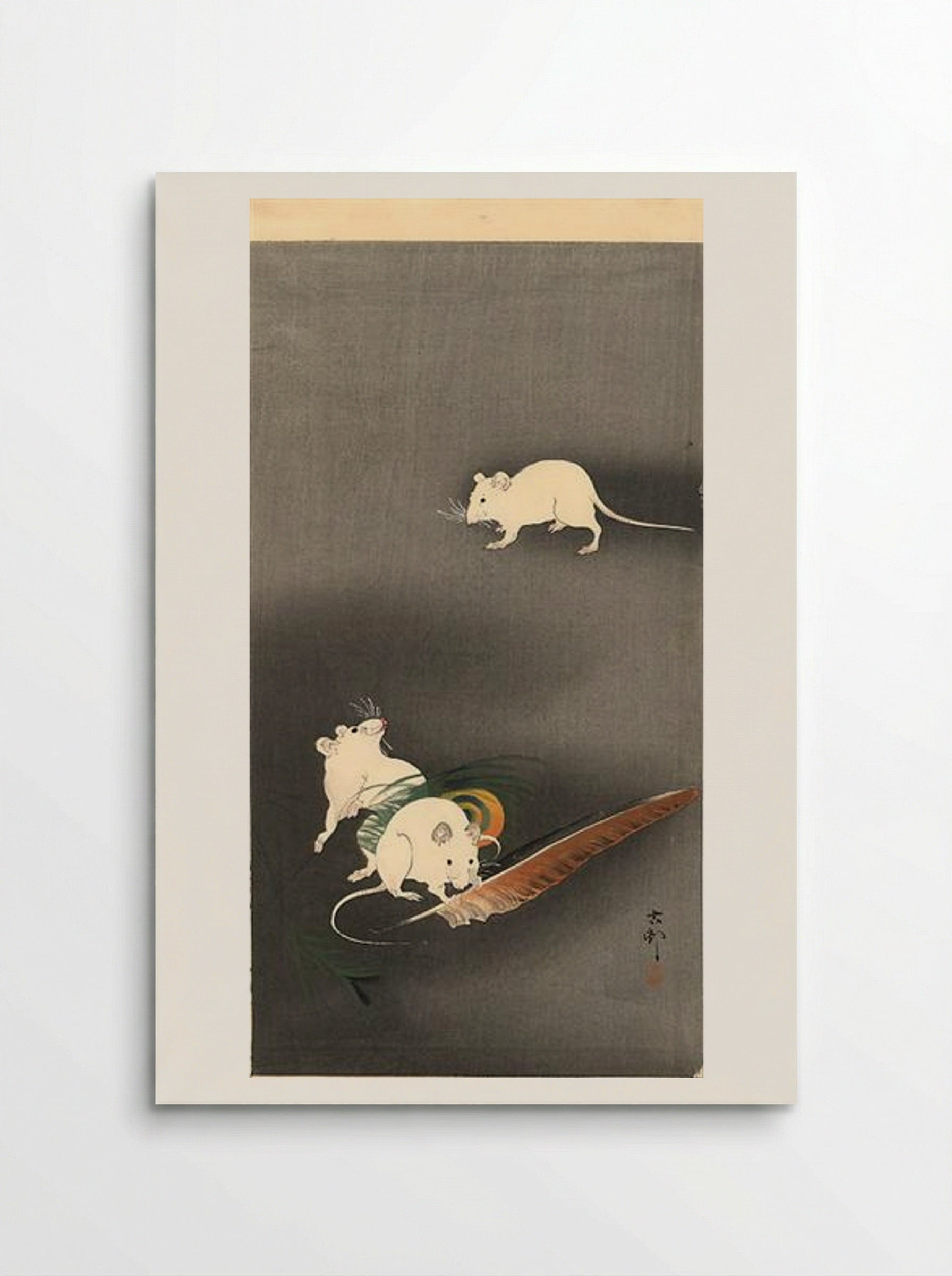 Three White Mice - Ohara Koson - Poster