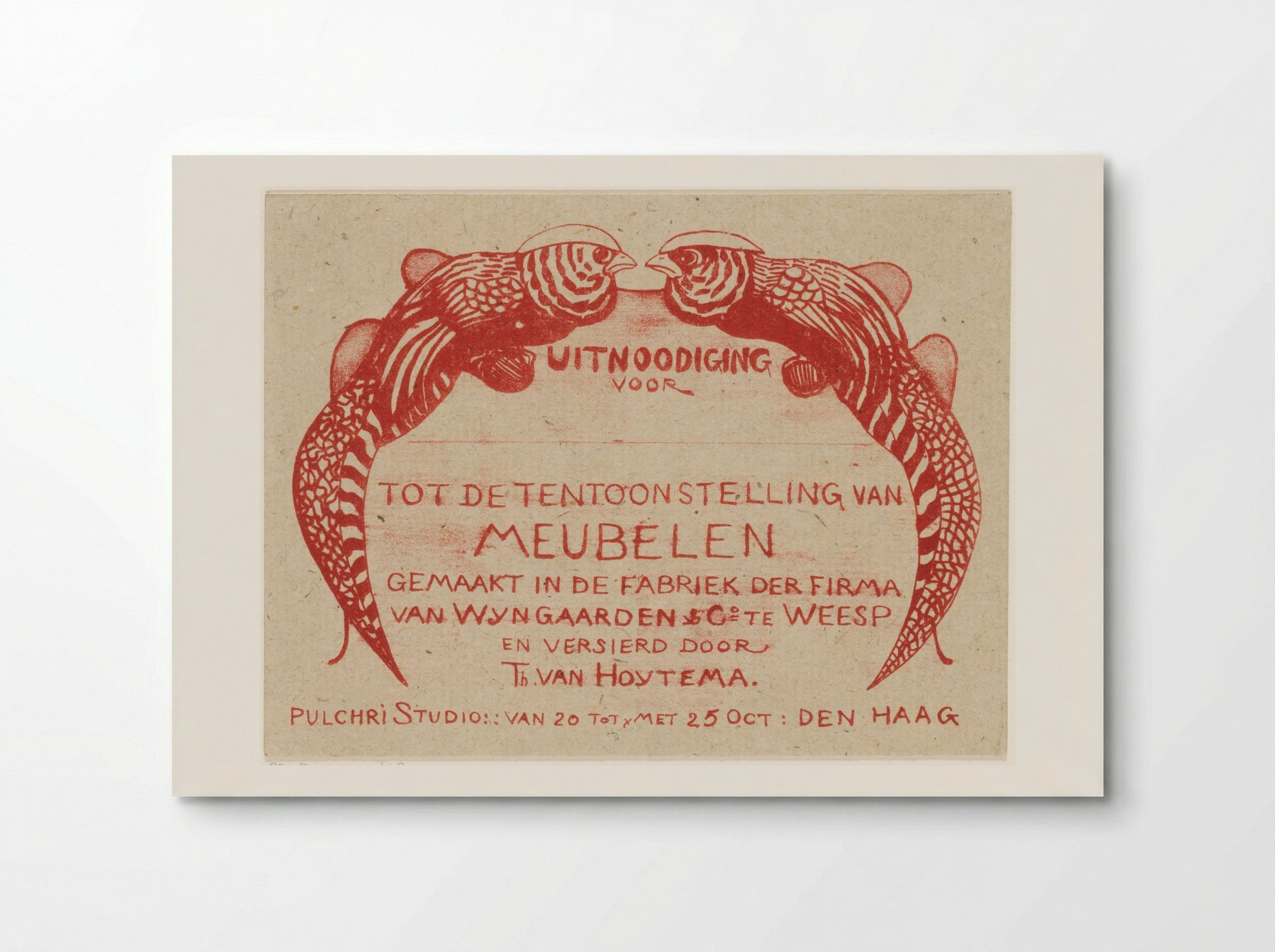Uitnodigingskaart voor tentoonstelling van meubelen - Theo van Hoytema - Poster