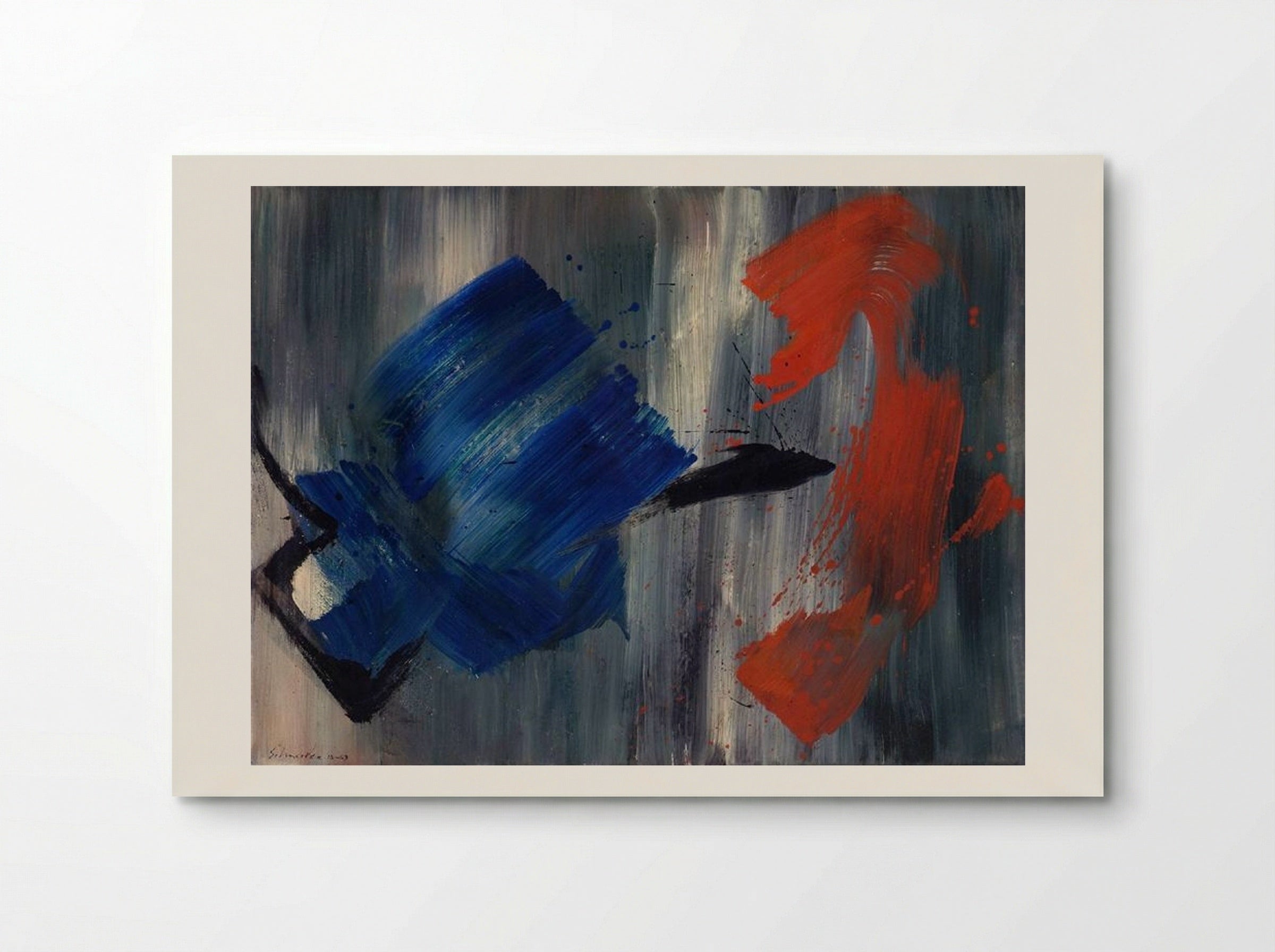 Untitled (Abstract Composition in Blue and Red) - Gérard Schneider - Poster