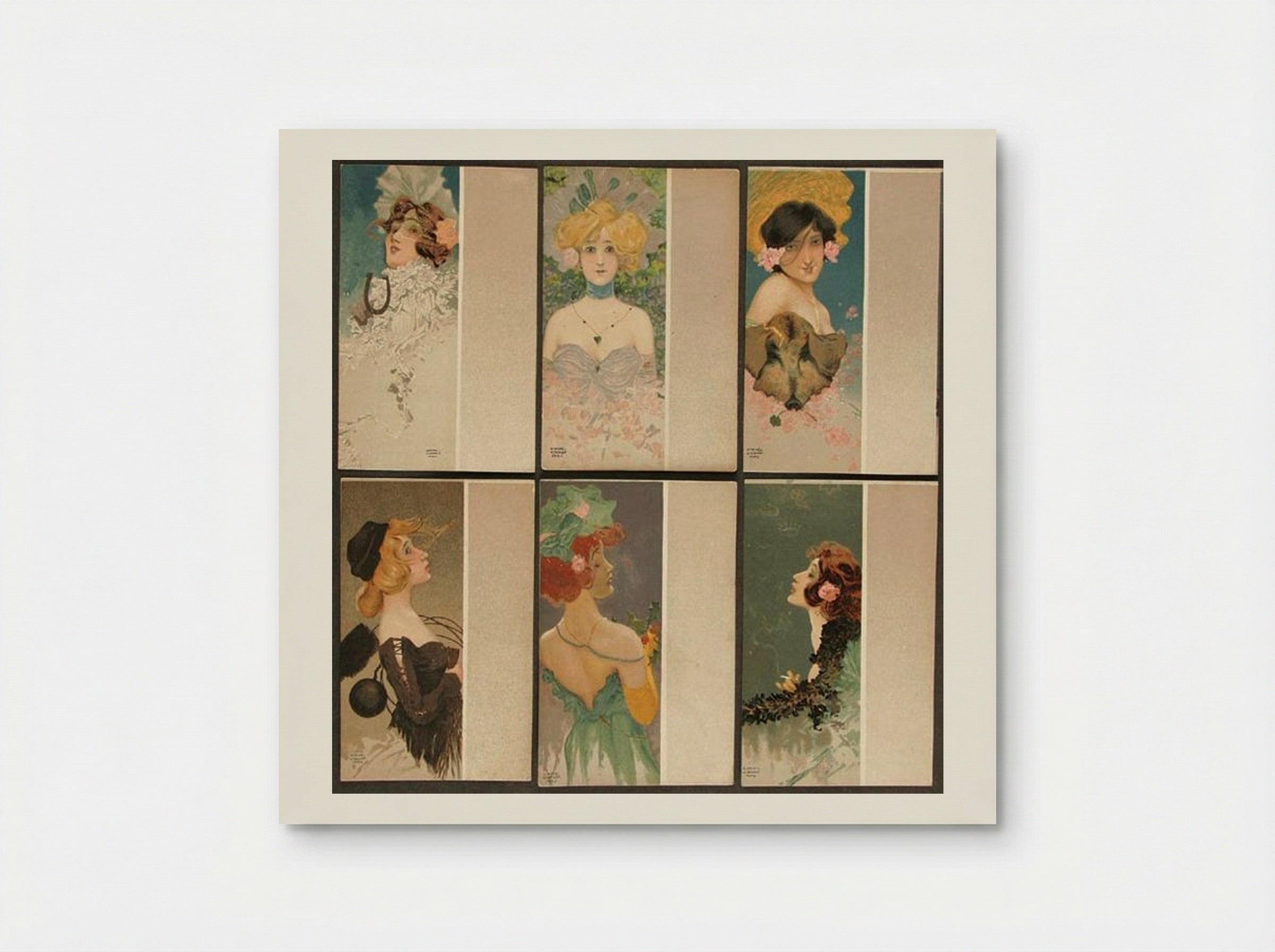 Untitled (Six Portraits of Women with Grey Borders) - Raphael Kirchner - Poster