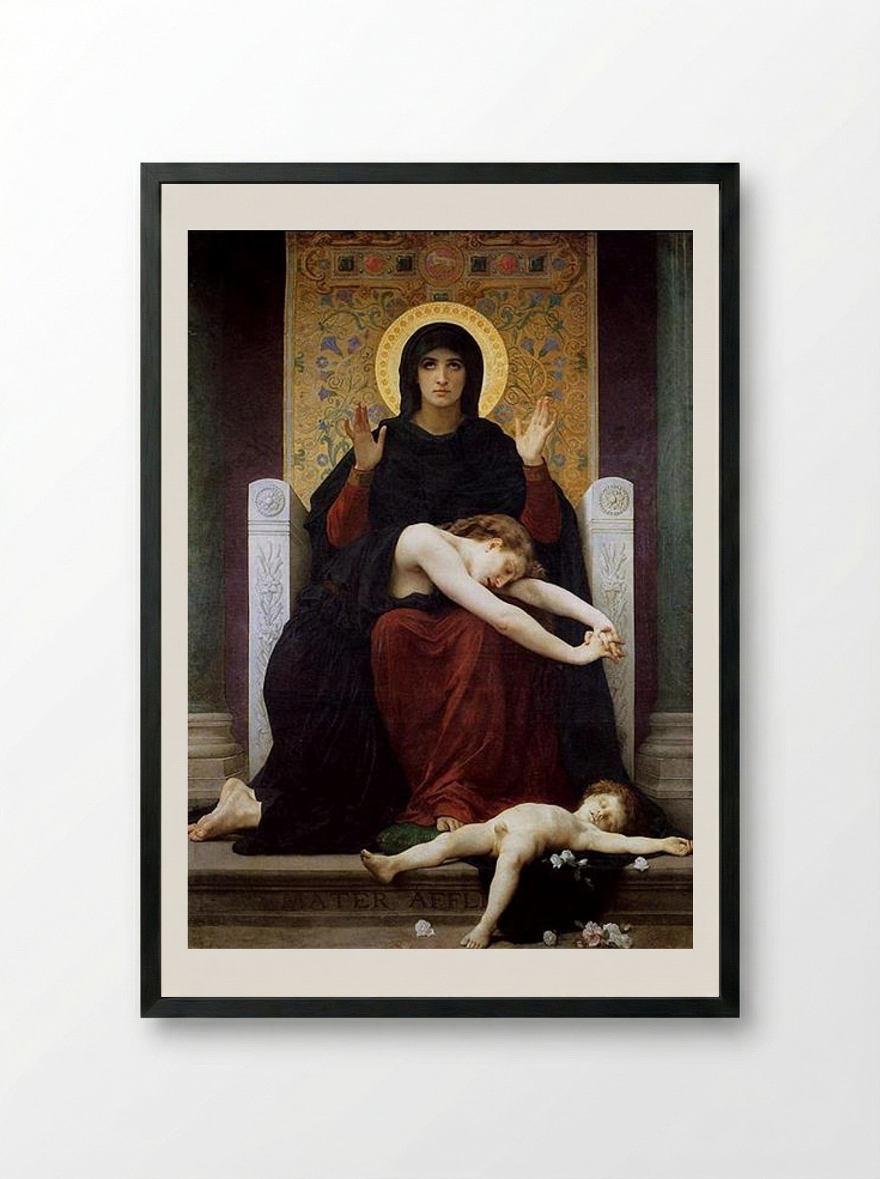 Virgin Comforter - William-Adolphe Bouguereau - Framed Print Black