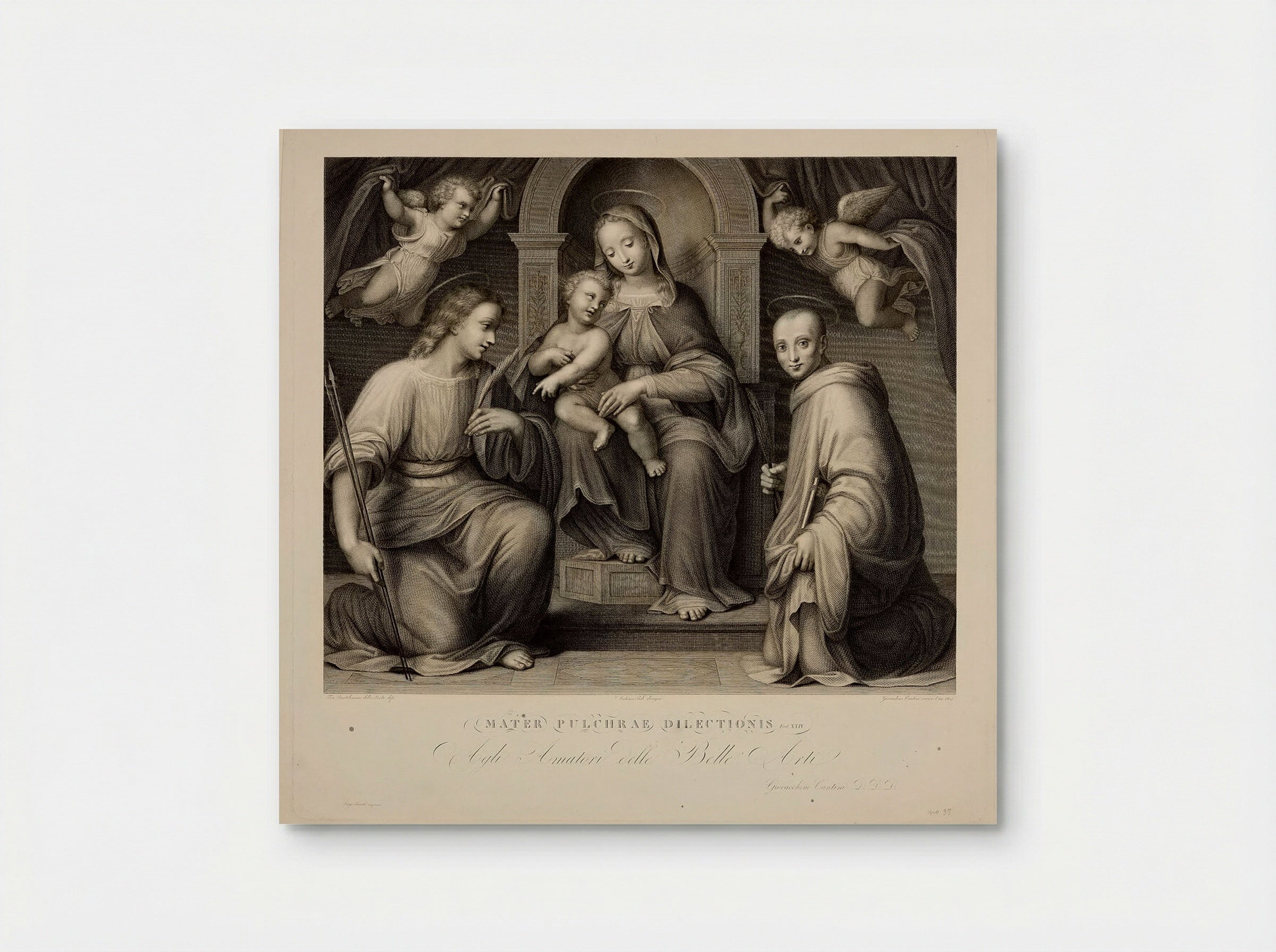 Virgin and Child with Saints Quentin and Placidus - Giovacchino Cantini - Poster